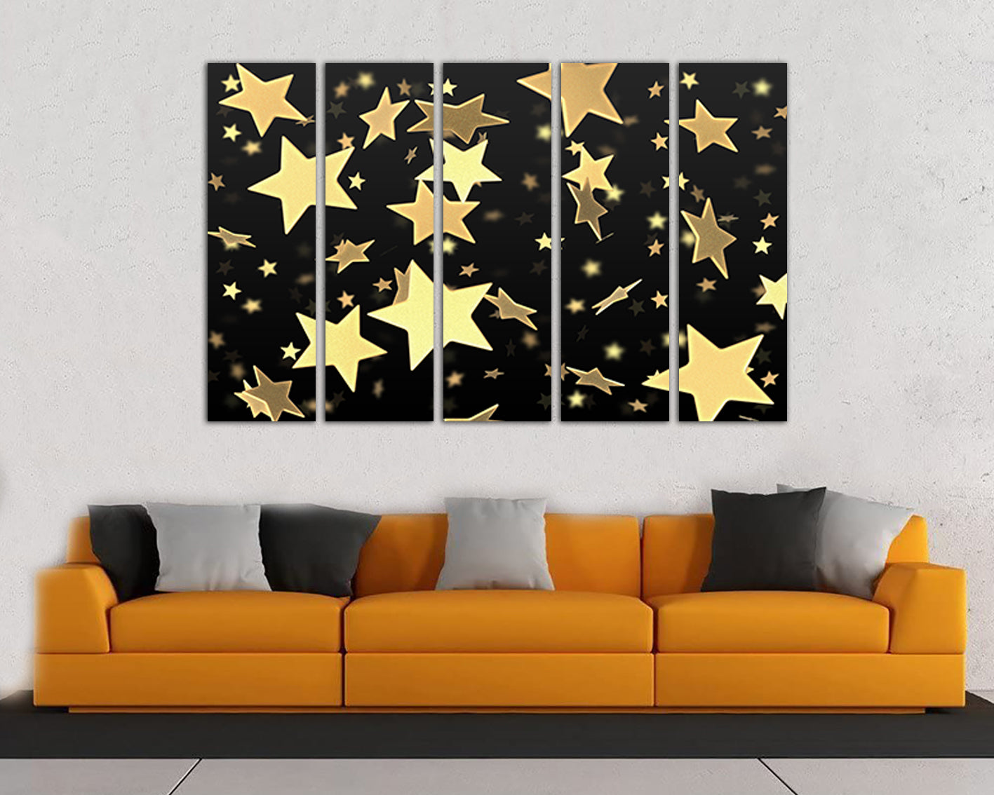 Gold Stars canvas Abstract wall art Rainbow decor Abstraction gift print