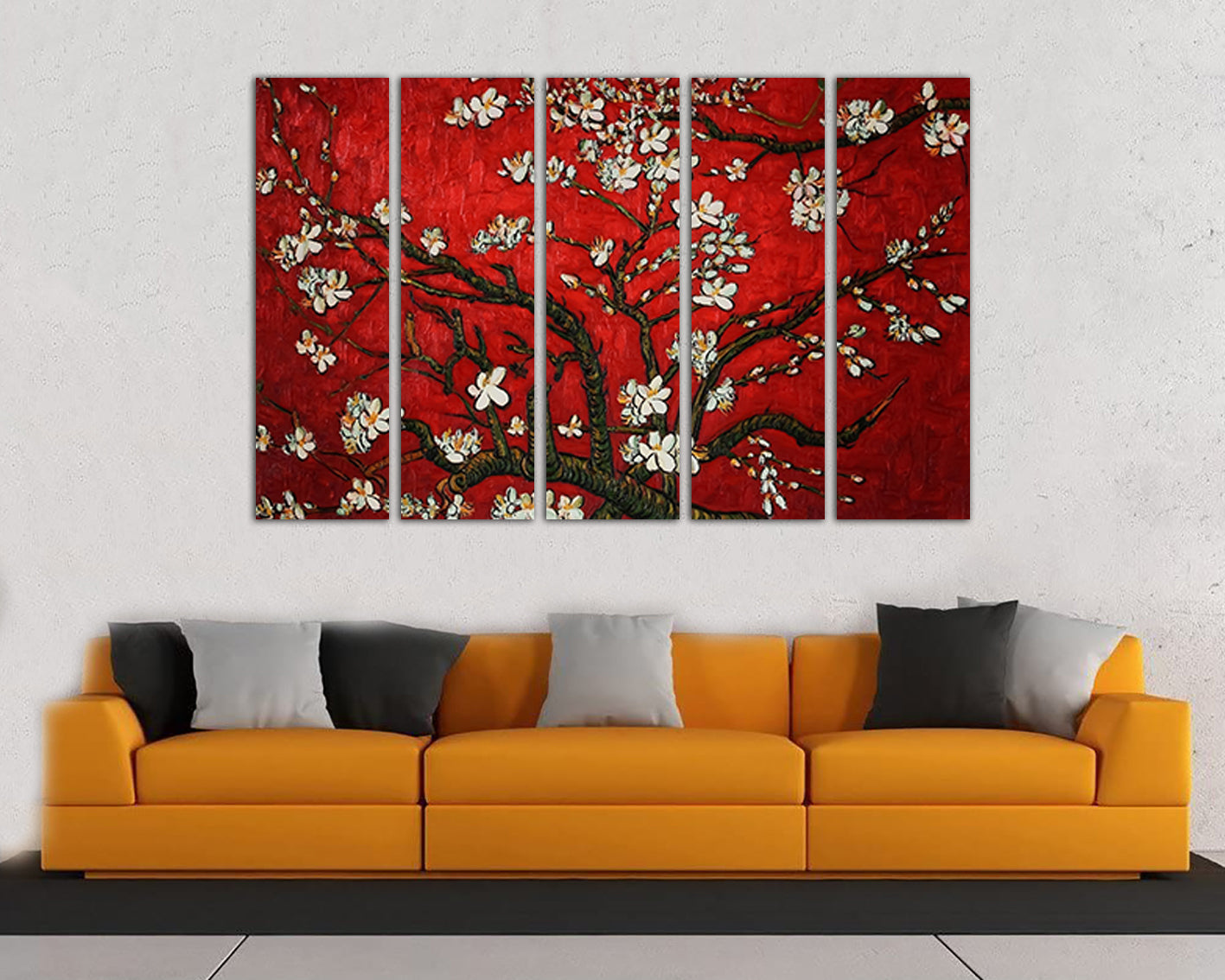 Almond blossom print on canvas Van gogh art works Flower red decor