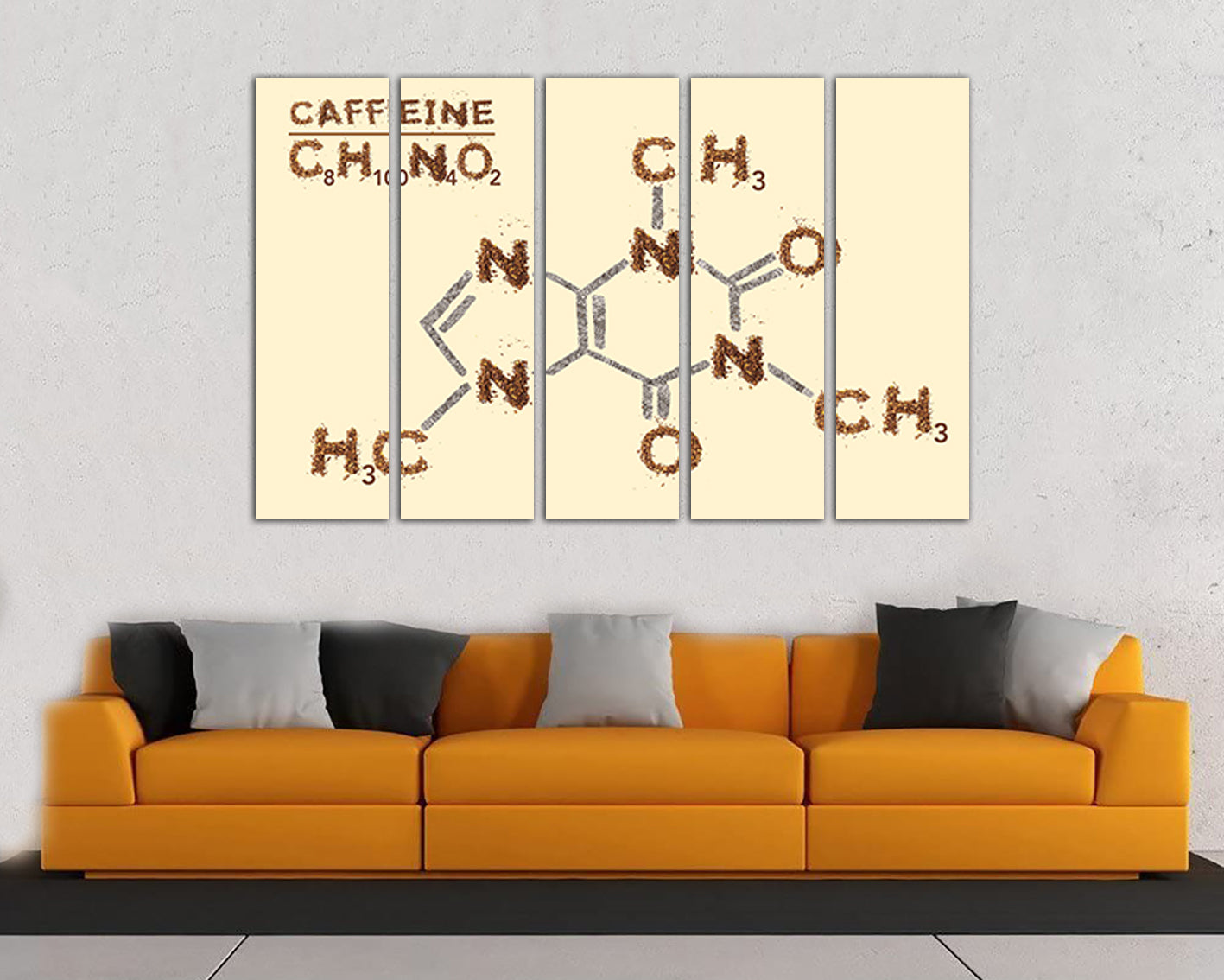 Caffeine Coffee lover Chemical canvas Science decor Barista gift Molecular formula art works