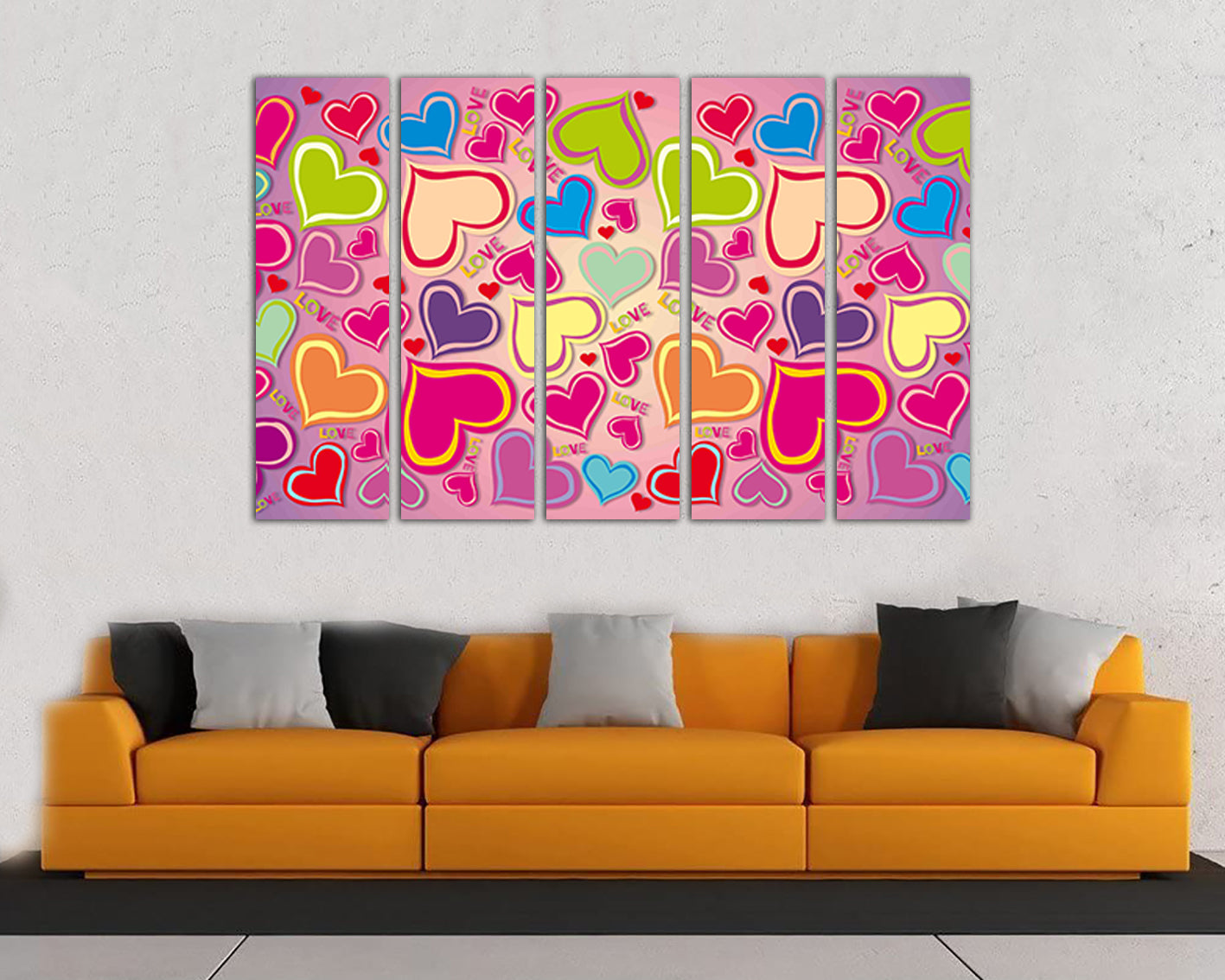 Love heart print on canvas Romantic décor art works