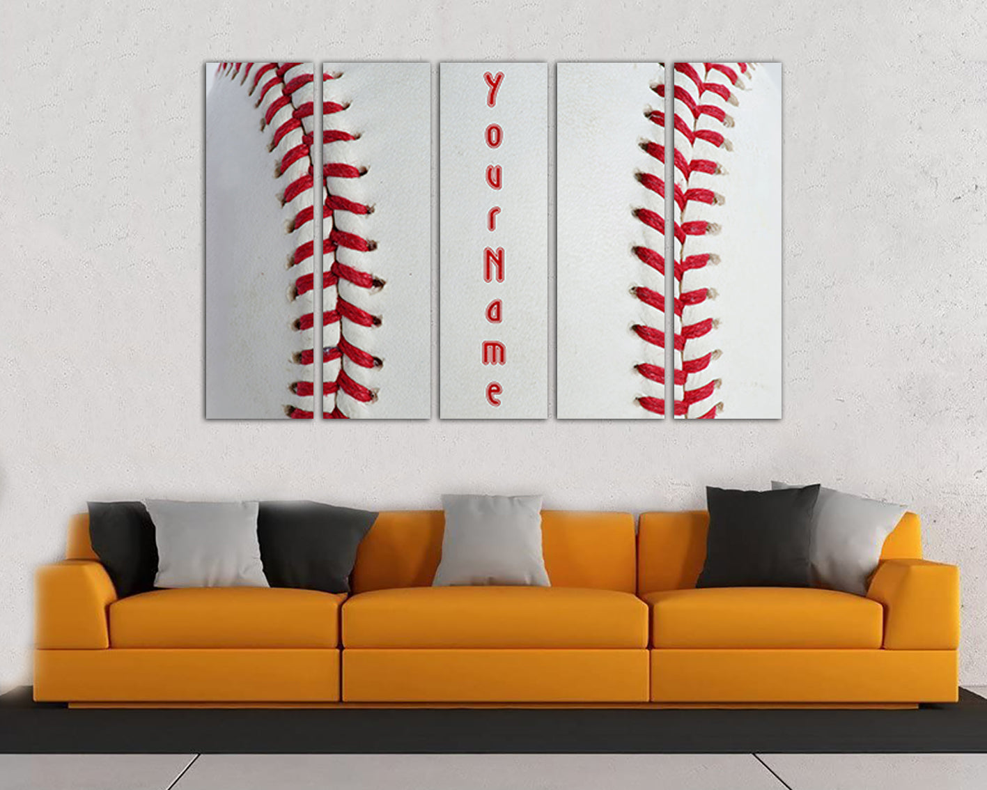 Baseball name sign Boy room canvas Nursery art Ball wall print Sport décor Custom name kids Personalized name