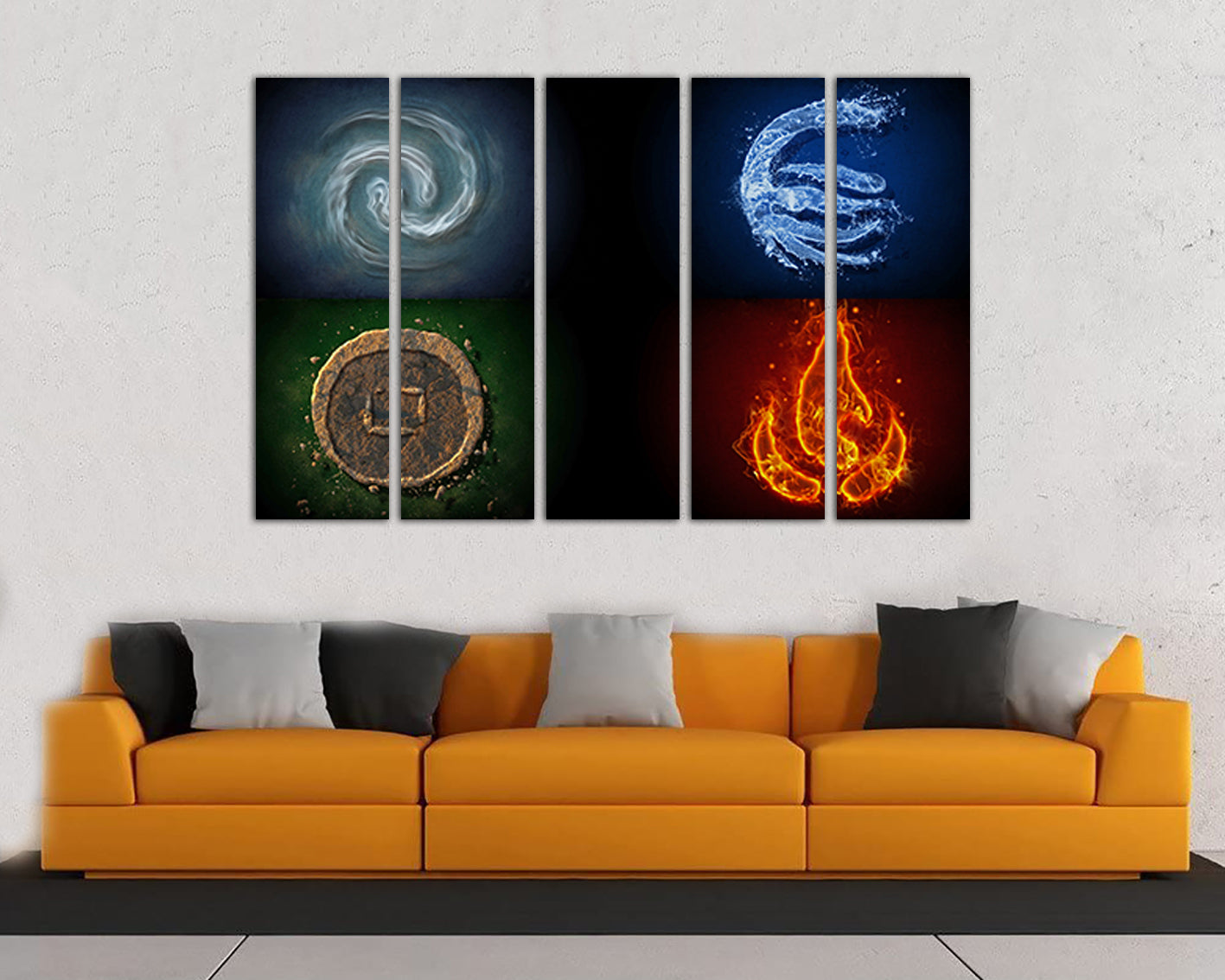 Fire air water earth Four element canvas prints Meditate Occult symbol decor