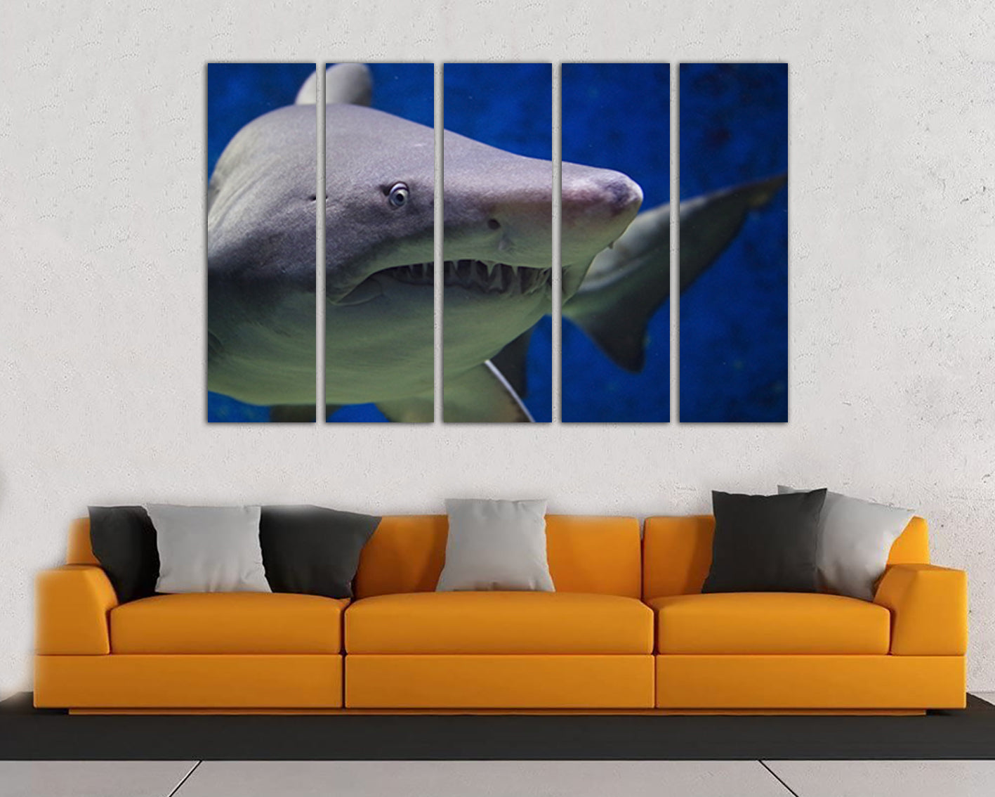 Wall canvas set Shark animals decor Gift for his Marine life art Wall hanging Ready to hang