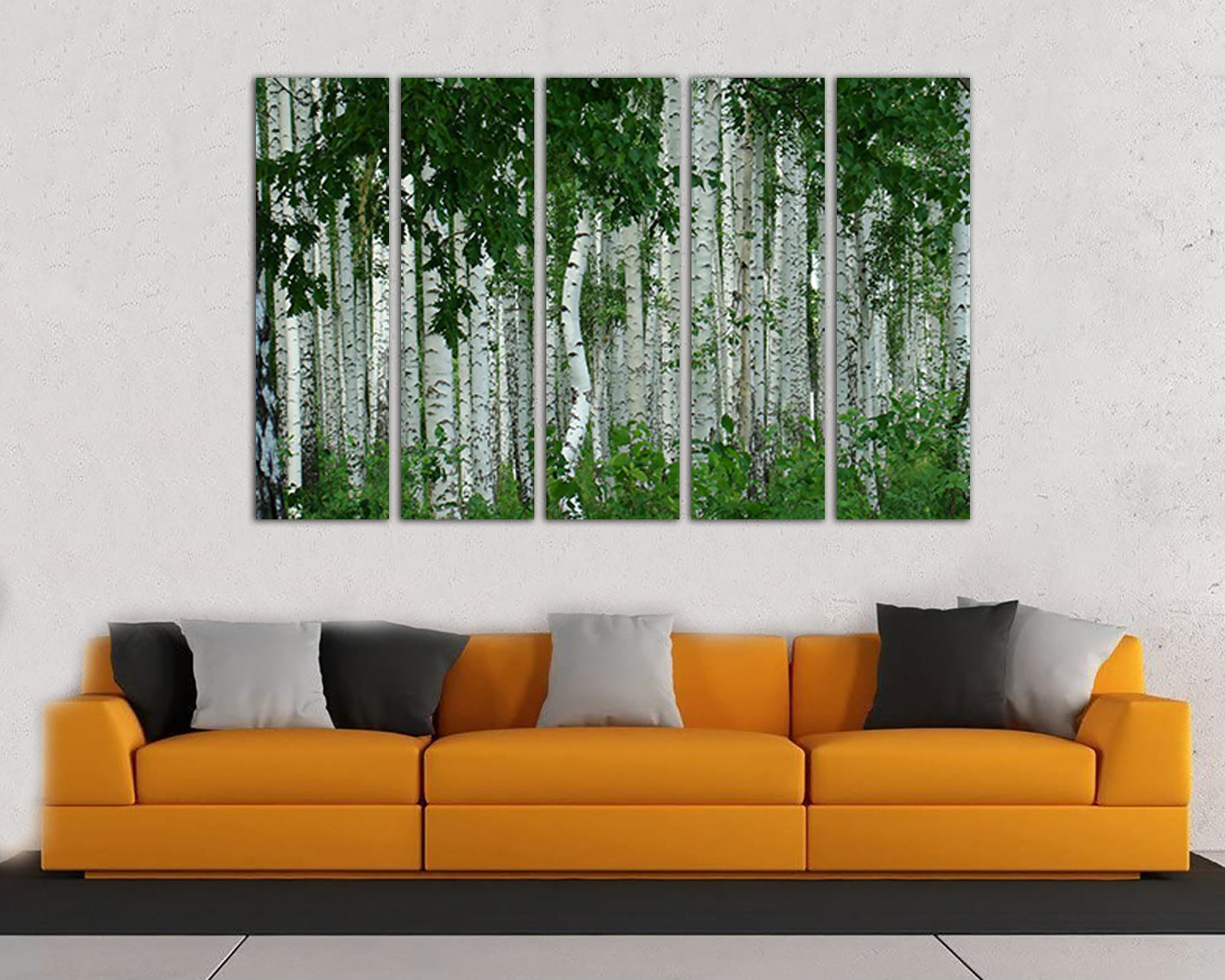 Birch forest art Green wall décor Nature Landscape artwork Ready to hang