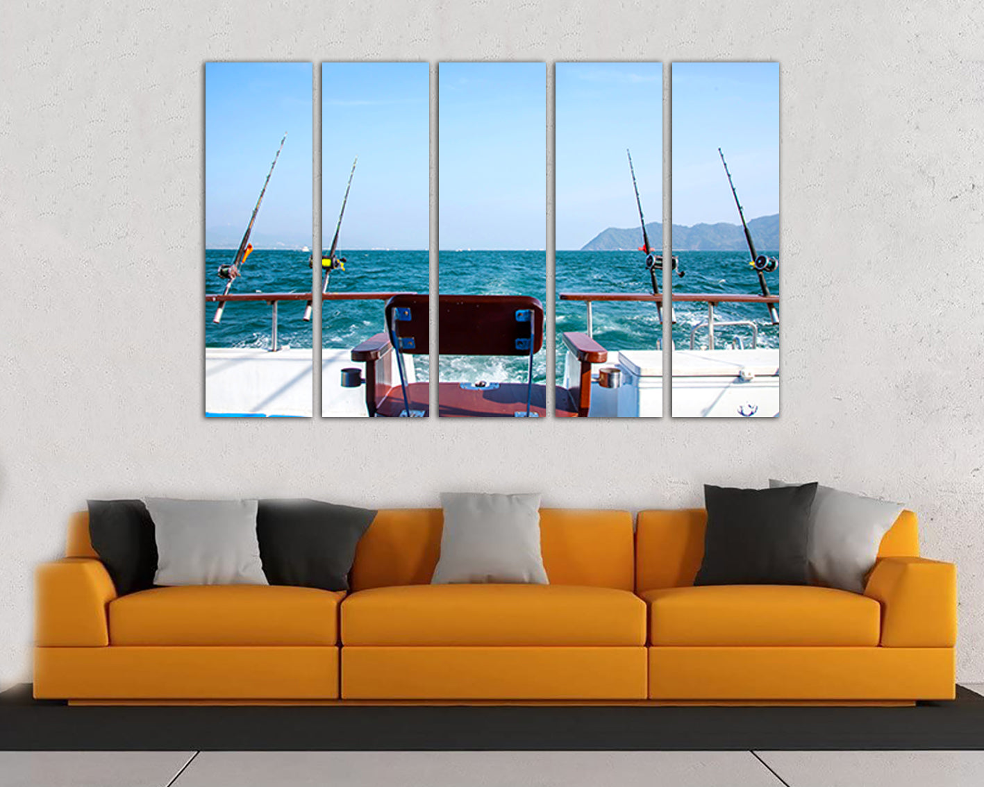Fishing canvas Gift for fisherman Seascape Fishing rods art works