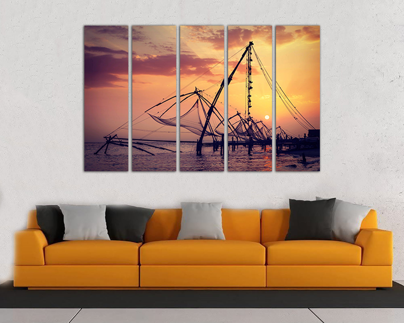 Fishing nets canvas Fisherman gift Sea fishing Ocean art works Fishing gear Seascape