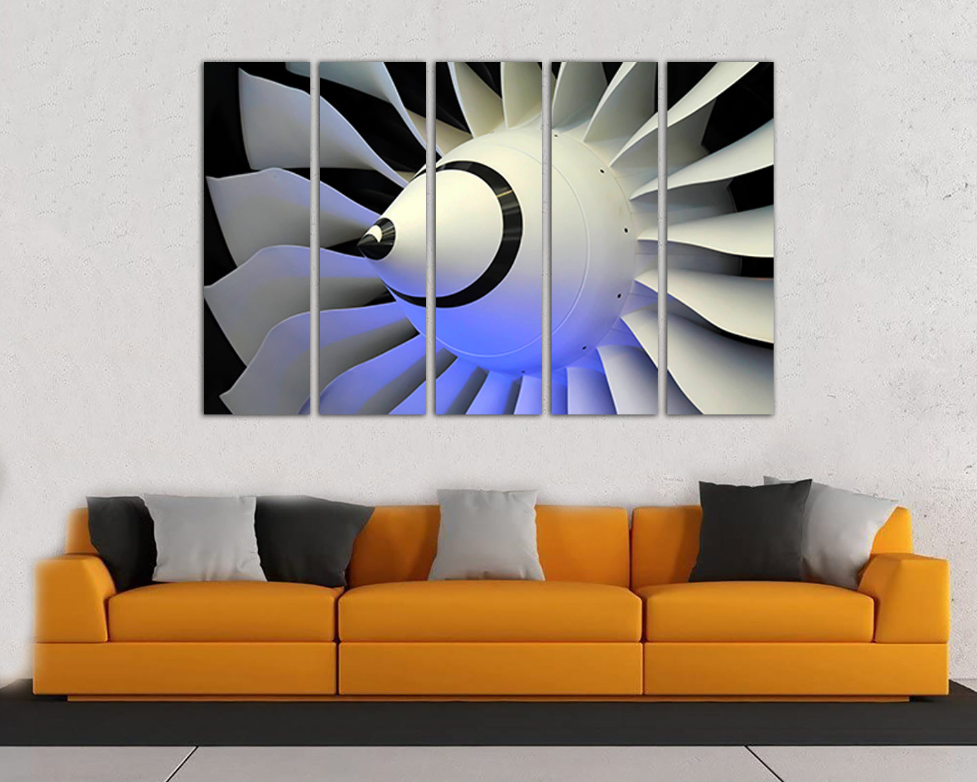 Aircraft turbine canvas mechanism engine Aviation print