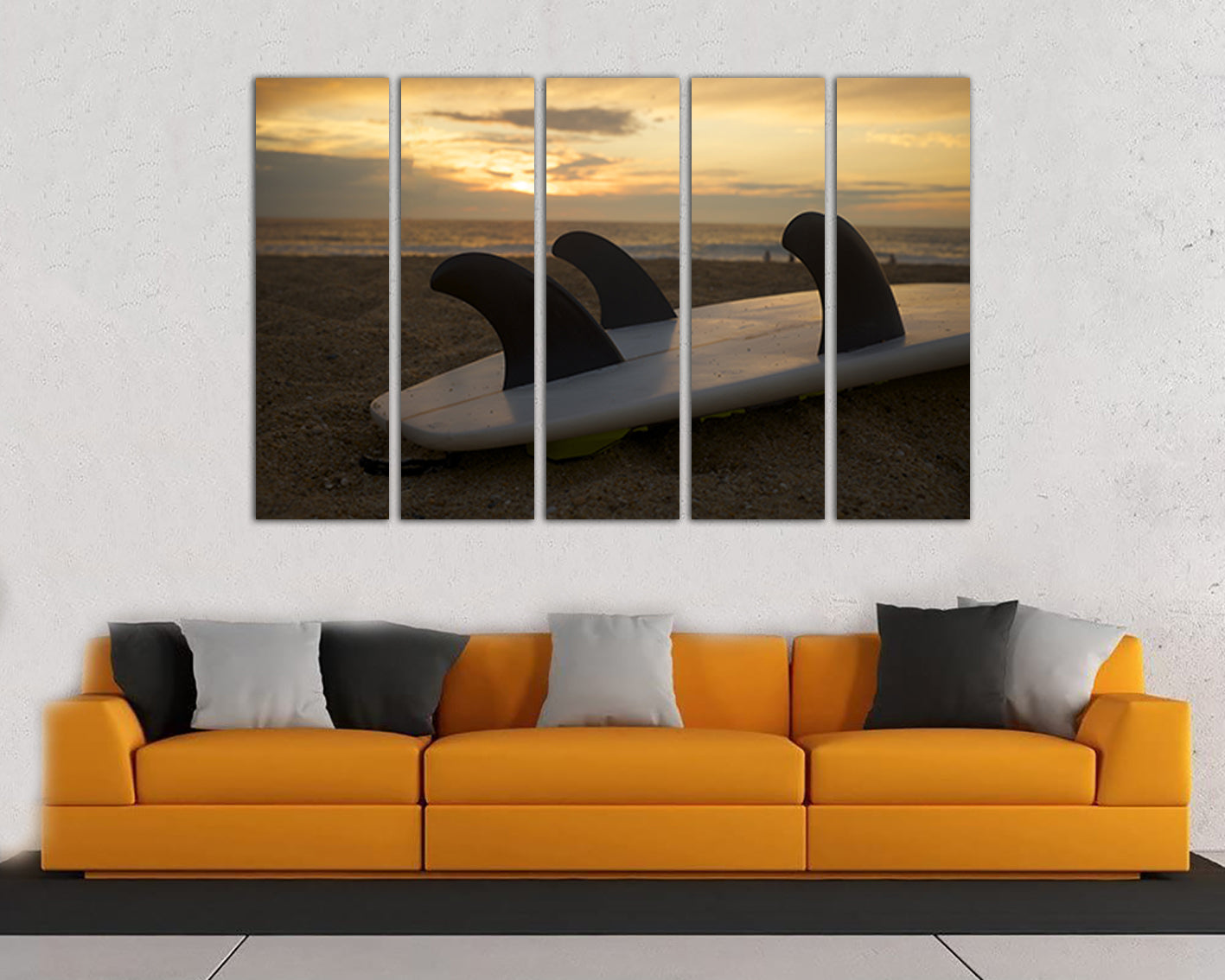 Surfboard Print on canvas Surfing decor Wave wall art sea beach sport
