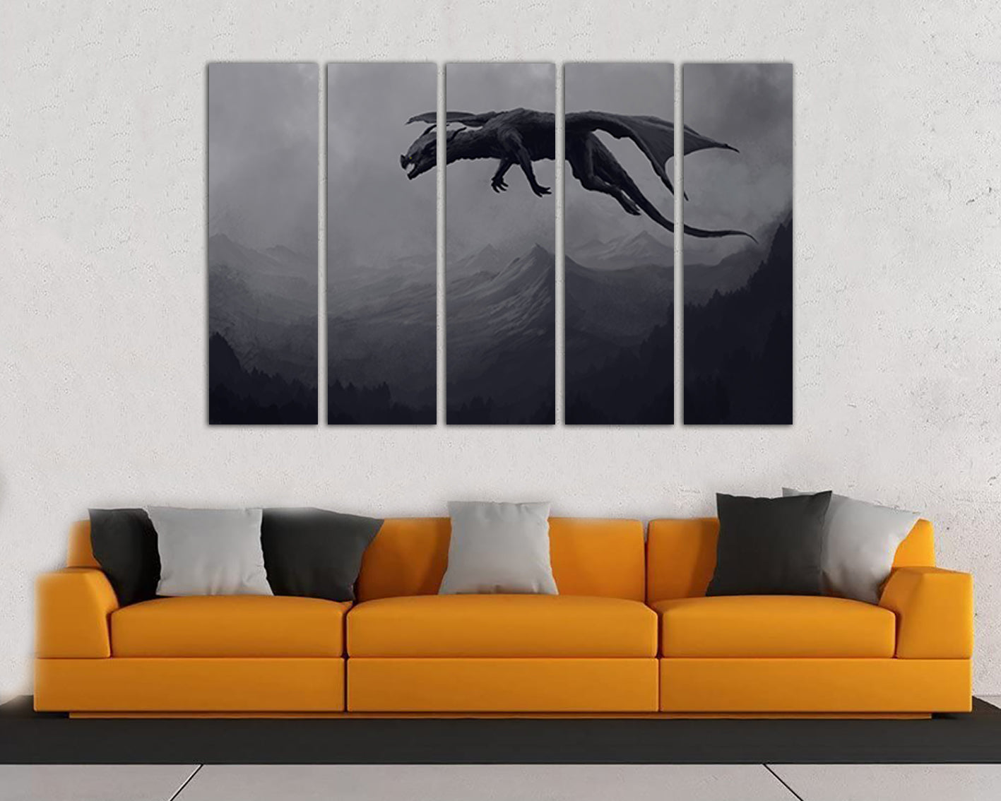 Dragon print on canvas Dragon print Nursery decor Kids wall art Fantasy photo