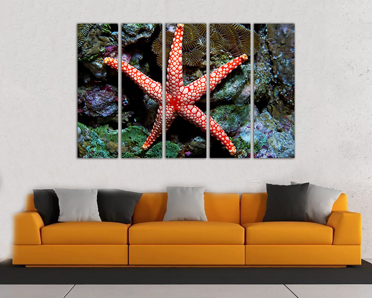 Starfish print on canvas Fish decor Nautical wall art Ocean artwork Animals picture