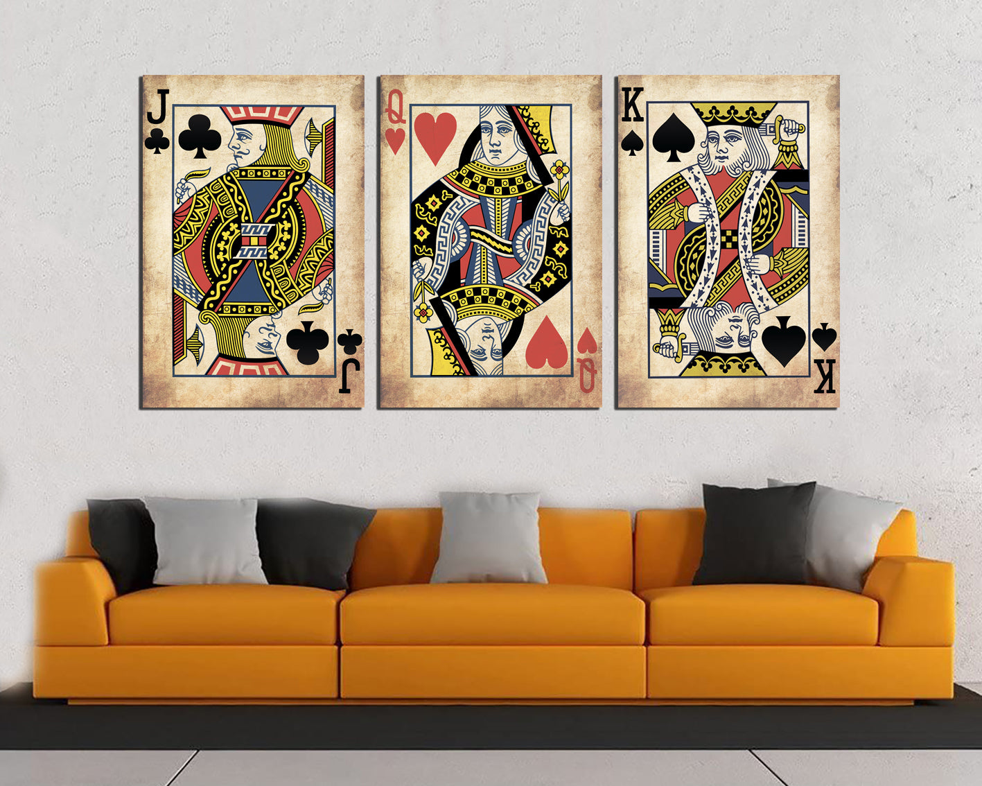 Playing card print on canvas King queen wall décor Casino art work Ace spades ready to hang