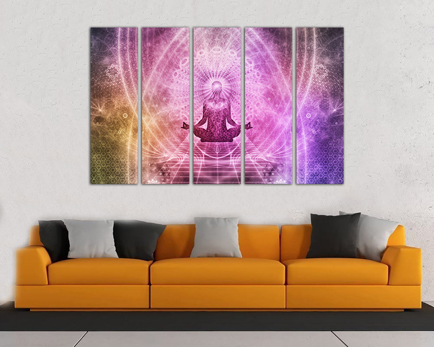 Chakra energy wall art Large canvas set Spiritual print Esoteric artwork Mandala décor Yoga studio photo