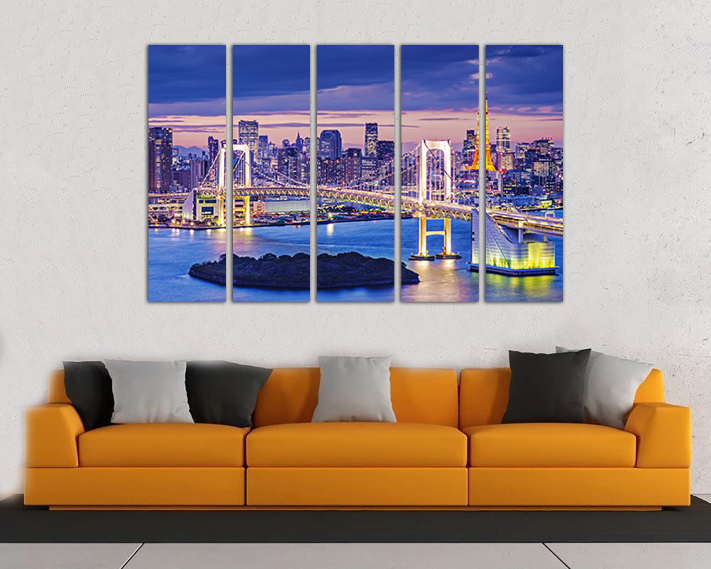 Tokyo canvas Rainbow bridge City wall art Japan gift Travel photo
