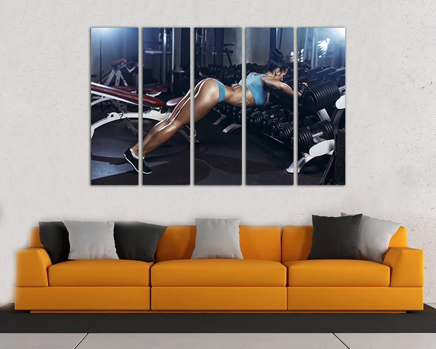 Fitness gym print Sports wall art Dumbbell canvas ready to hang