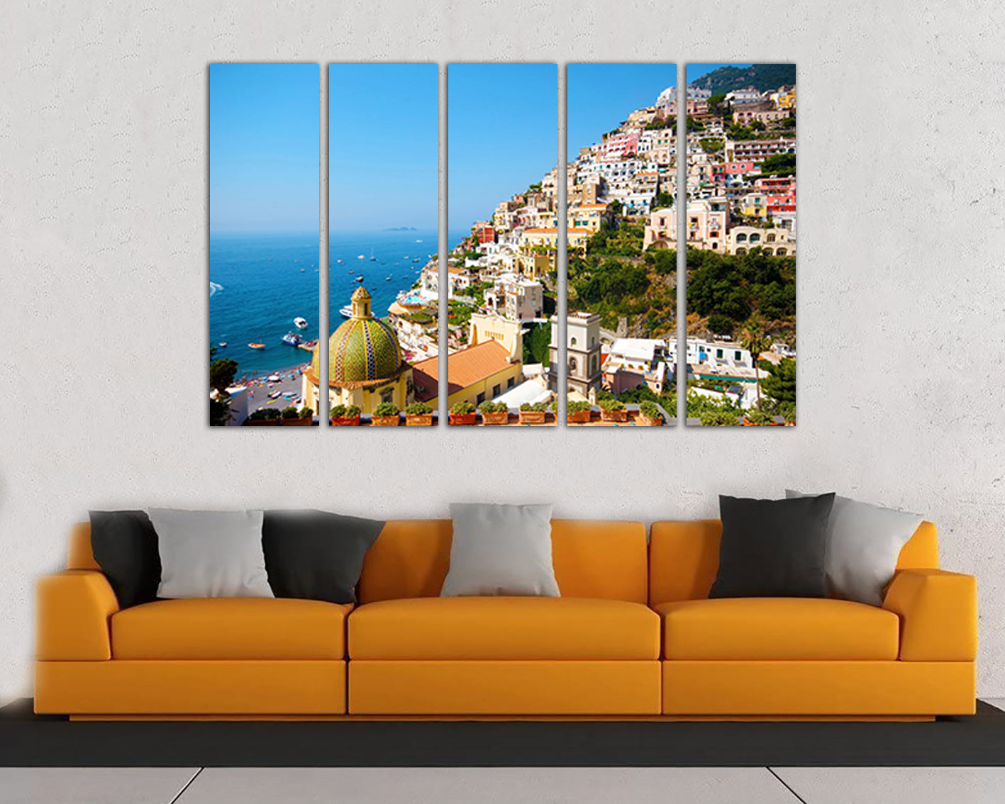 Amalfi coast canvas Positano décor Italy travel wall art Beach print ready to hang