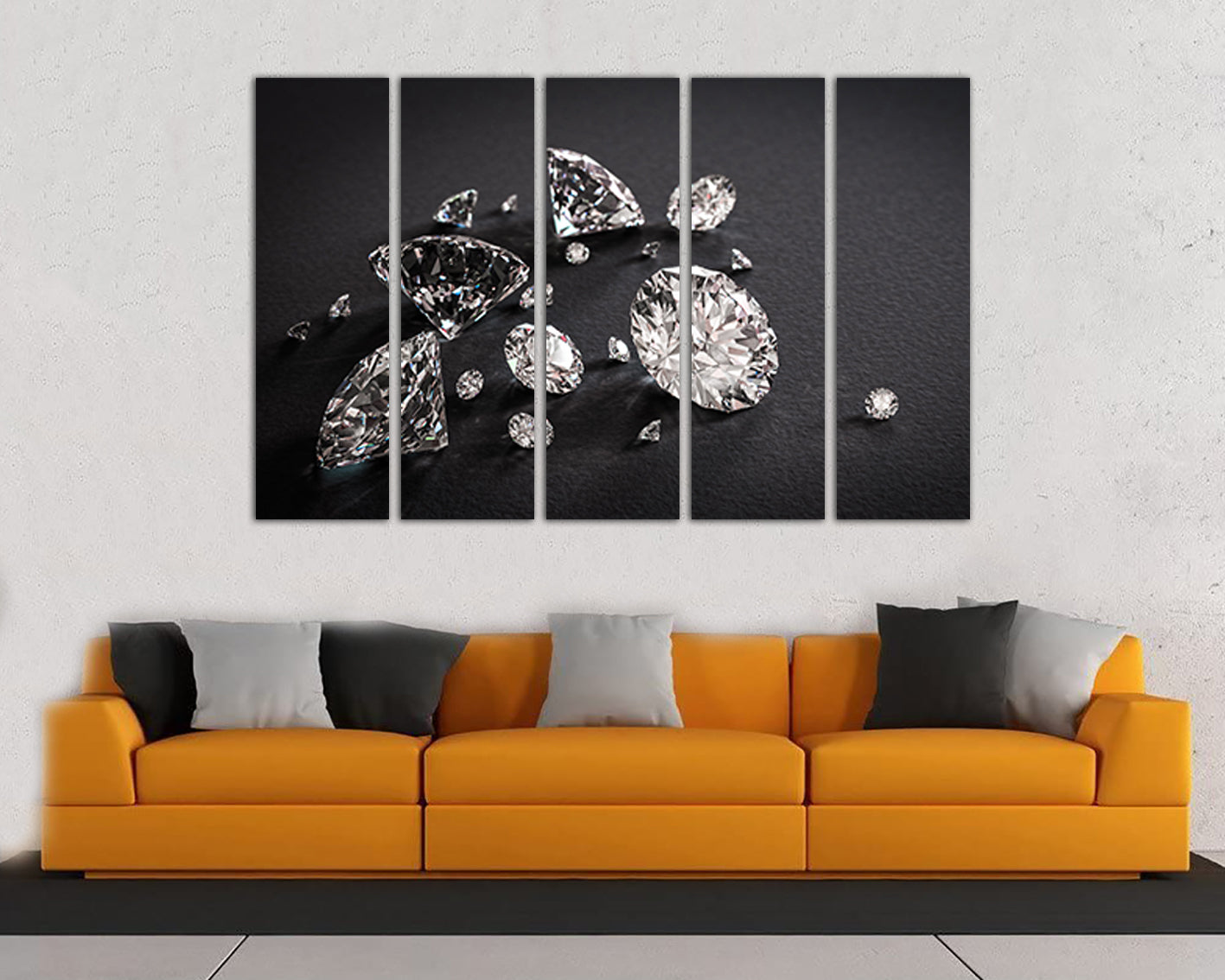 White Diamond canvas Geometric stone Girl decor Gemstones art Ready to hang