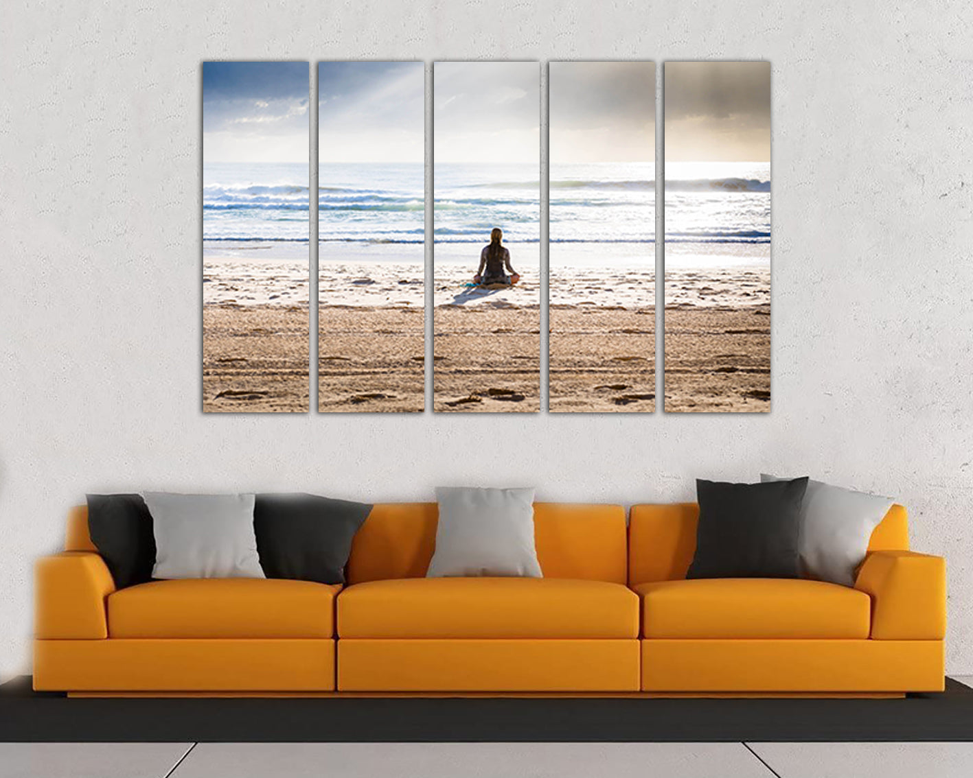 Beach Meditation canvas Spiritual print wall art Water artwork Ocean gift print