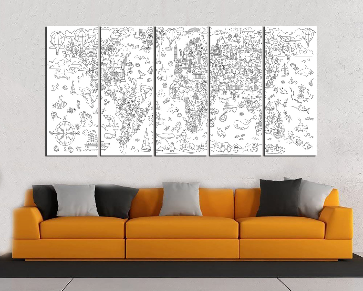 Baby world map canvas Play room decor gift Attraction map