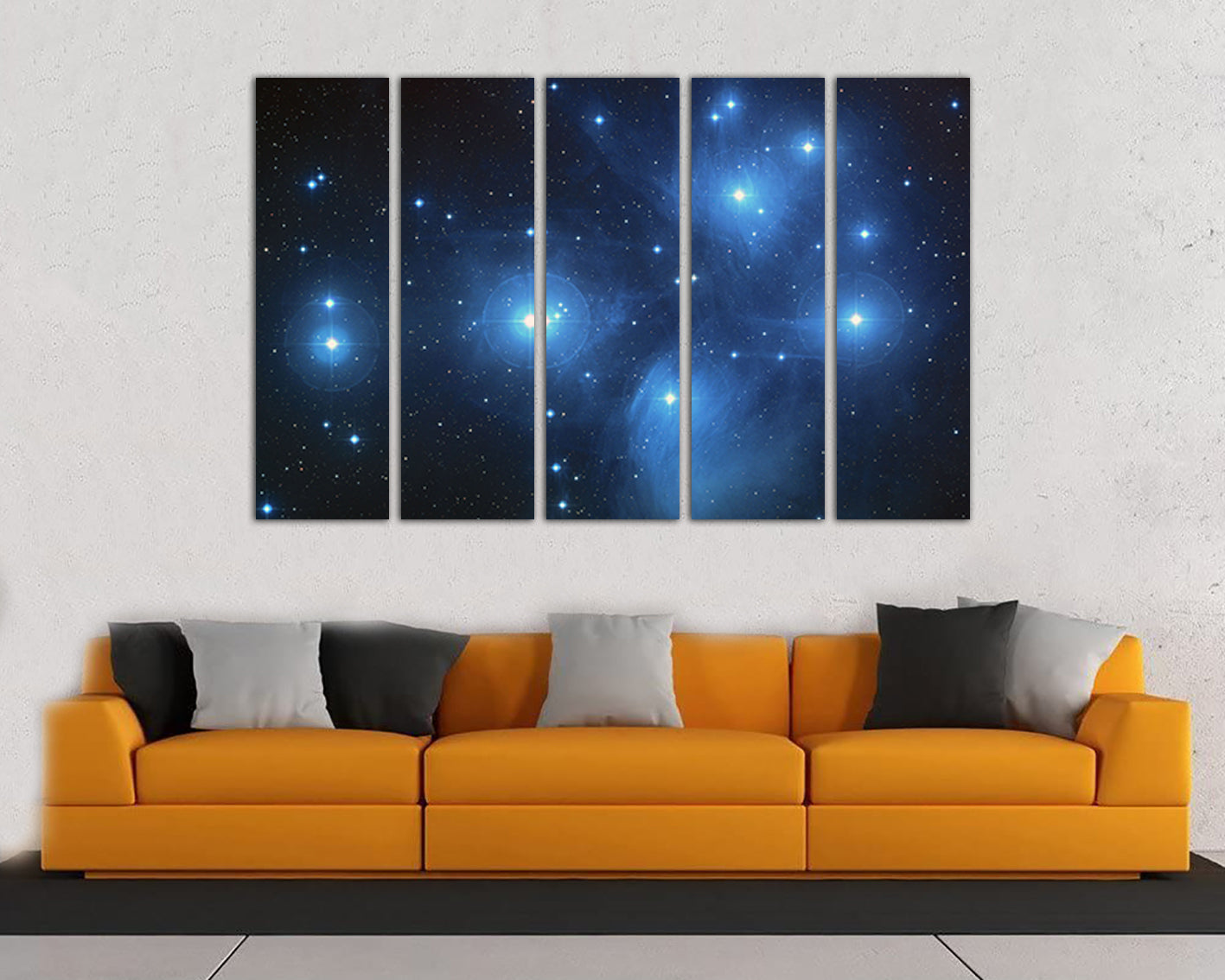 Wall art canvas Pleiades Astronomy prints Starry sky space Blue décor Constellation gift for baby