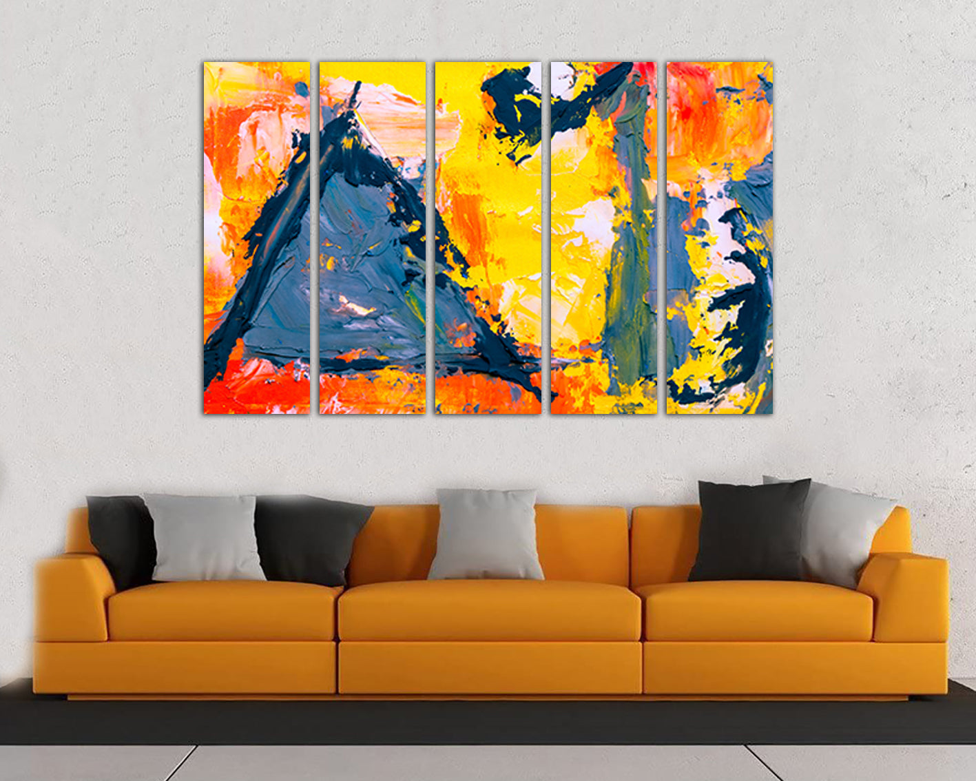 Abstraction canvas Triangle wall art Abstract decor Large wall art