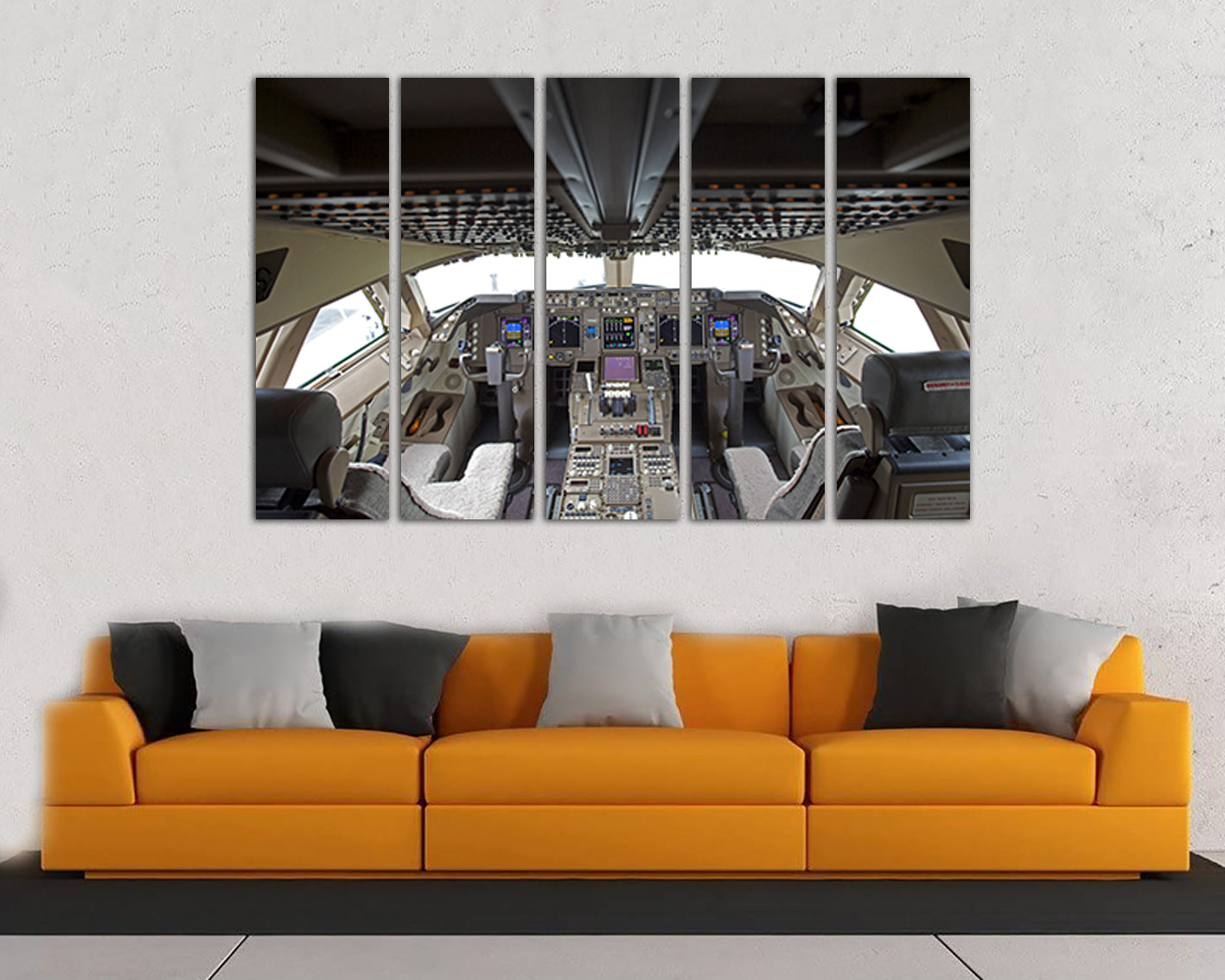 Сockpit Boeing 747 plane canvas Mechanism decor Aircraft print