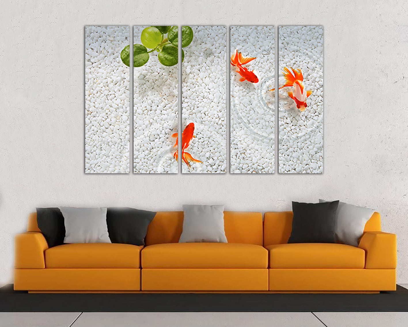 Zen fish Large canvas set Yoga art prints Meditation white stones artwork Koi fish Japanese gift Spiritual decor
