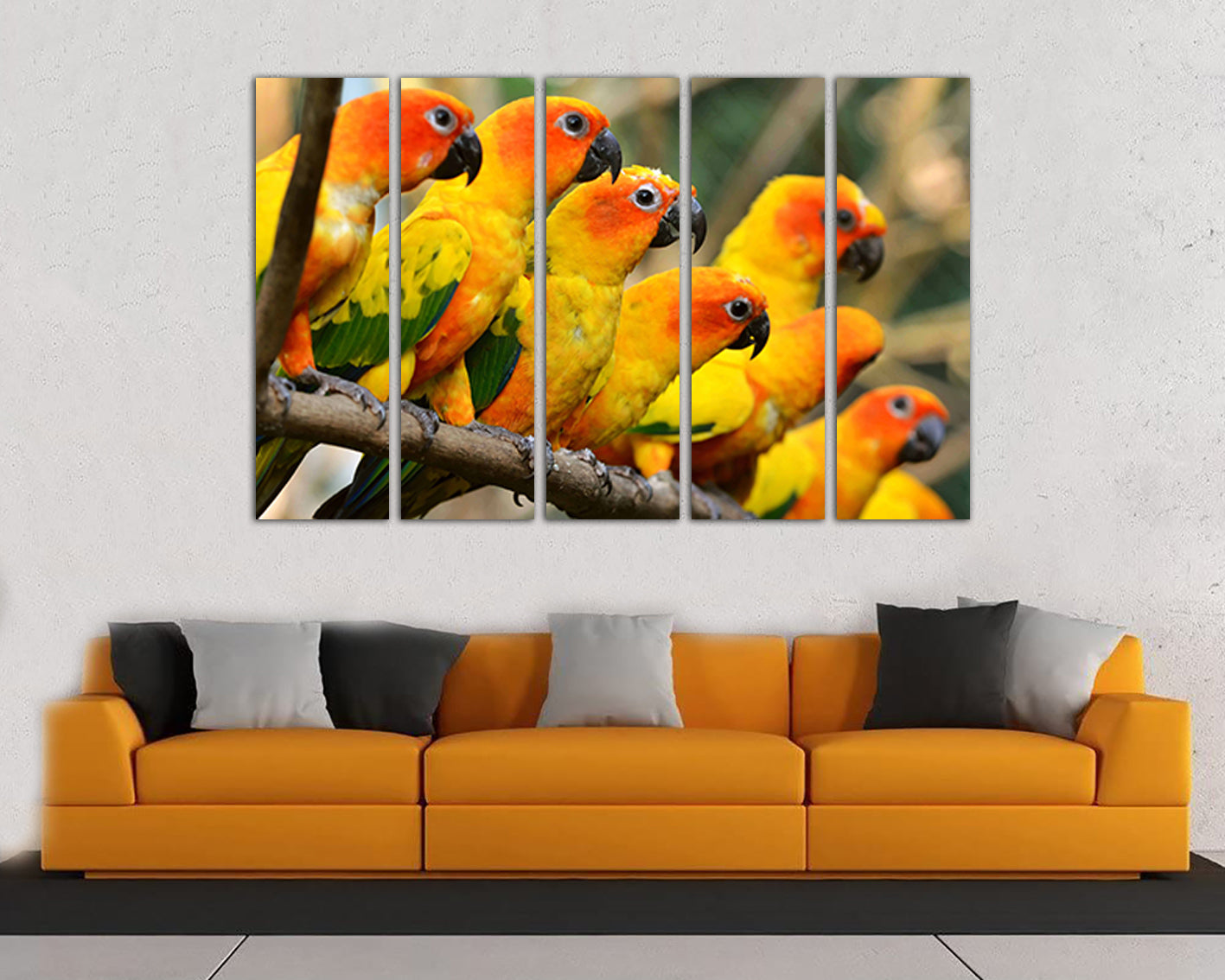 Parrot yellow canvas Cockatoo bird print Tropical animal art