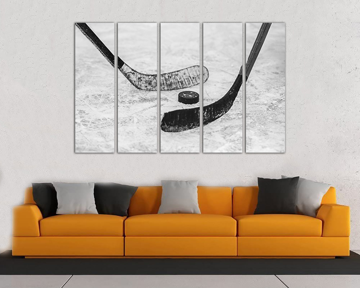 Hockey canvas Winter Sports wall art Ice rink print Stick décor