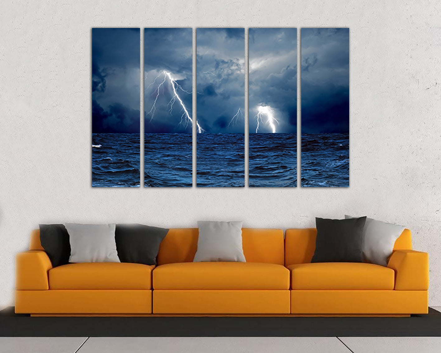 Lightning bolts Storm Ocean canvas Dark storm clouds Thunderstorm nature decor