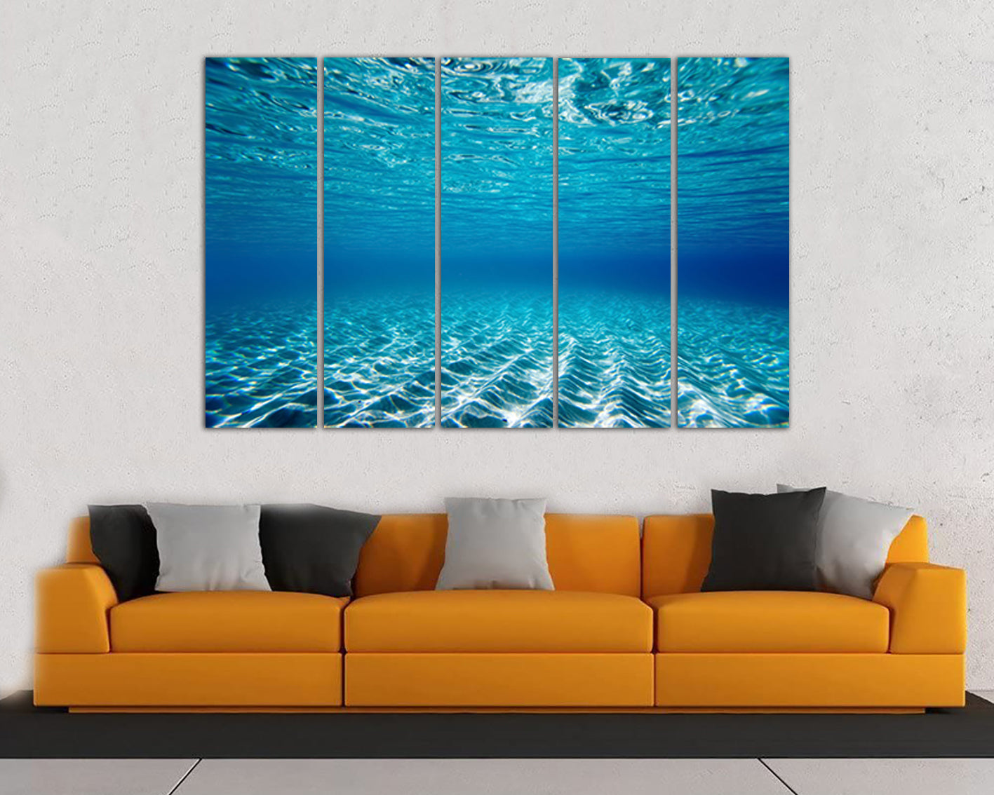 Ocean canvas Underwater decor Water wall art Undersea world Blue print Nature home art Sand photo