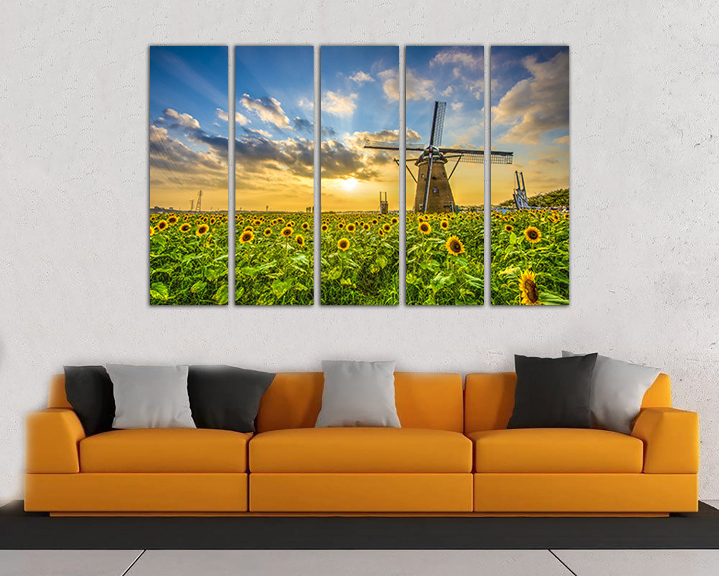 Sunflower canvas Floral wall decor Botanical print Flower nature art