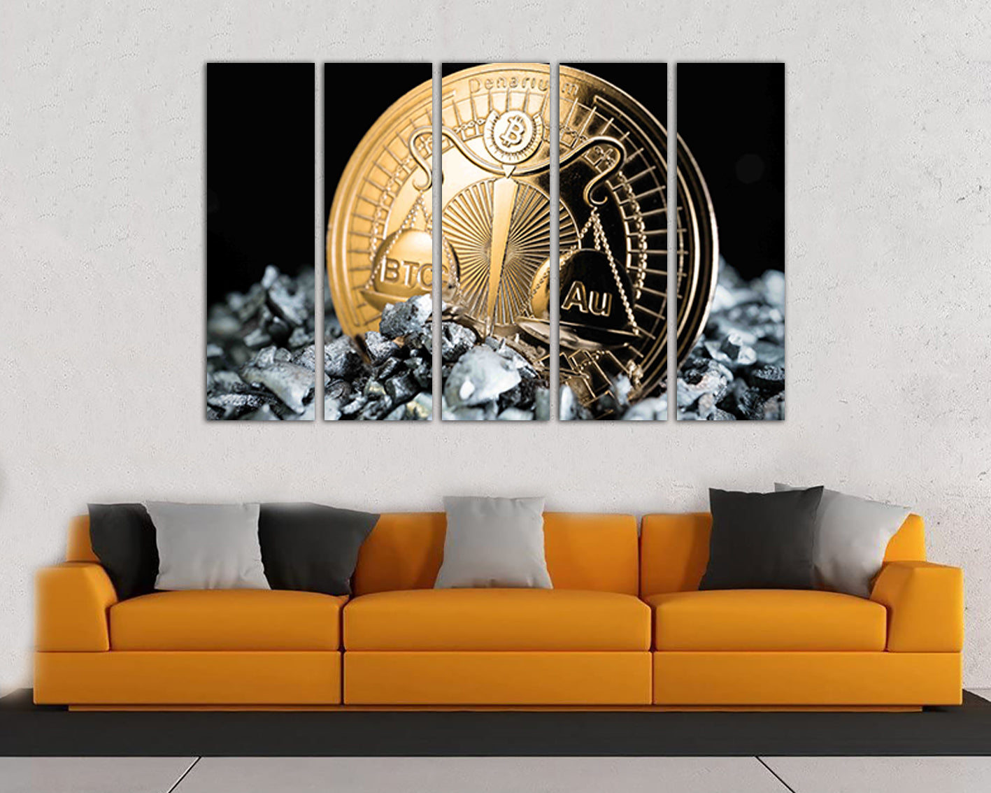 Bitcoin canvas Gold bank Finance wall art Cryptocurrency Trader gift Coin artwork