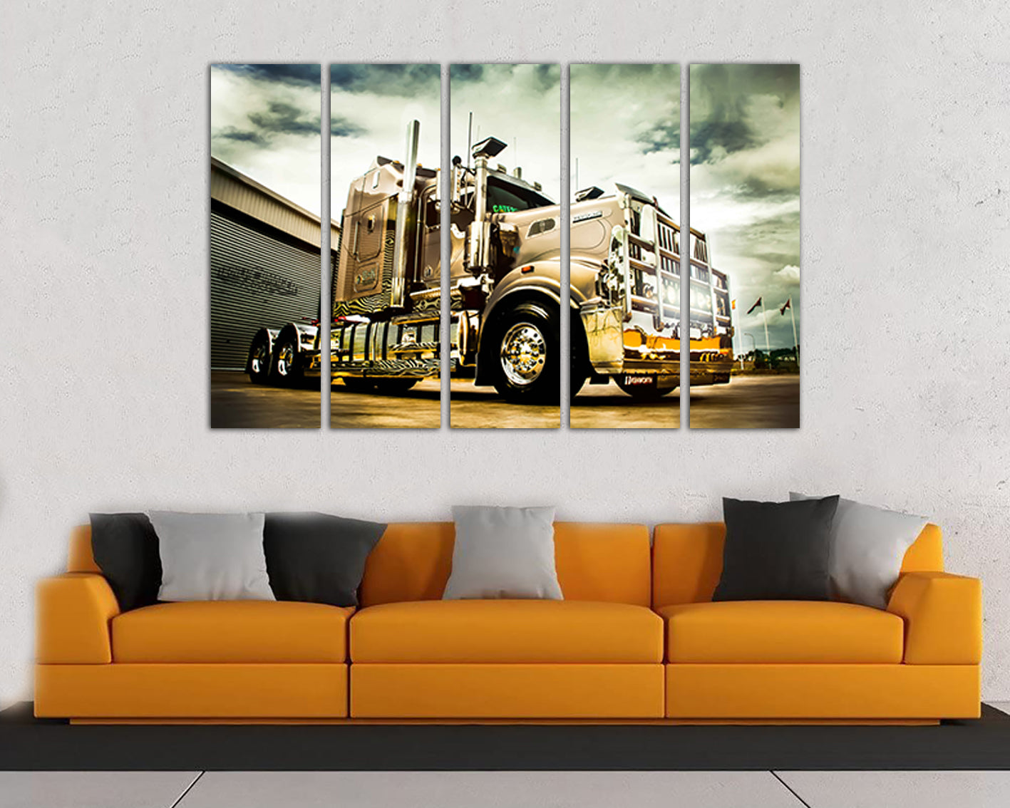 Print on canvas Semi Truck Kenworth décor Mechanism print Gift travel