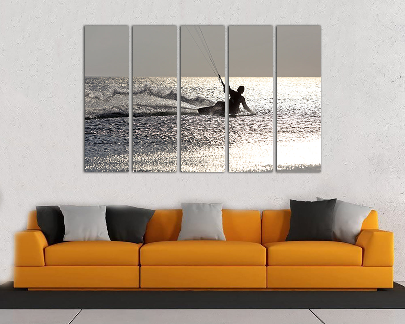 Power kite Surfboard print on canvas Surfing decor sport art Wave photo