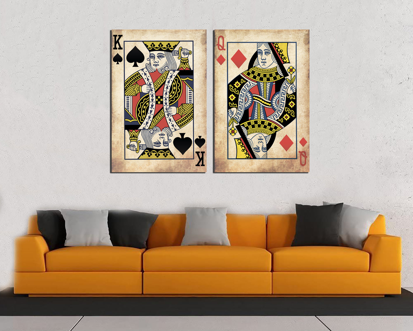 King and Queen Wall Art Canvas Playing Card Print Wedding Gift Royal Couple Bedroom Decor Casino Poster Anniversary Gift His and Her Decor