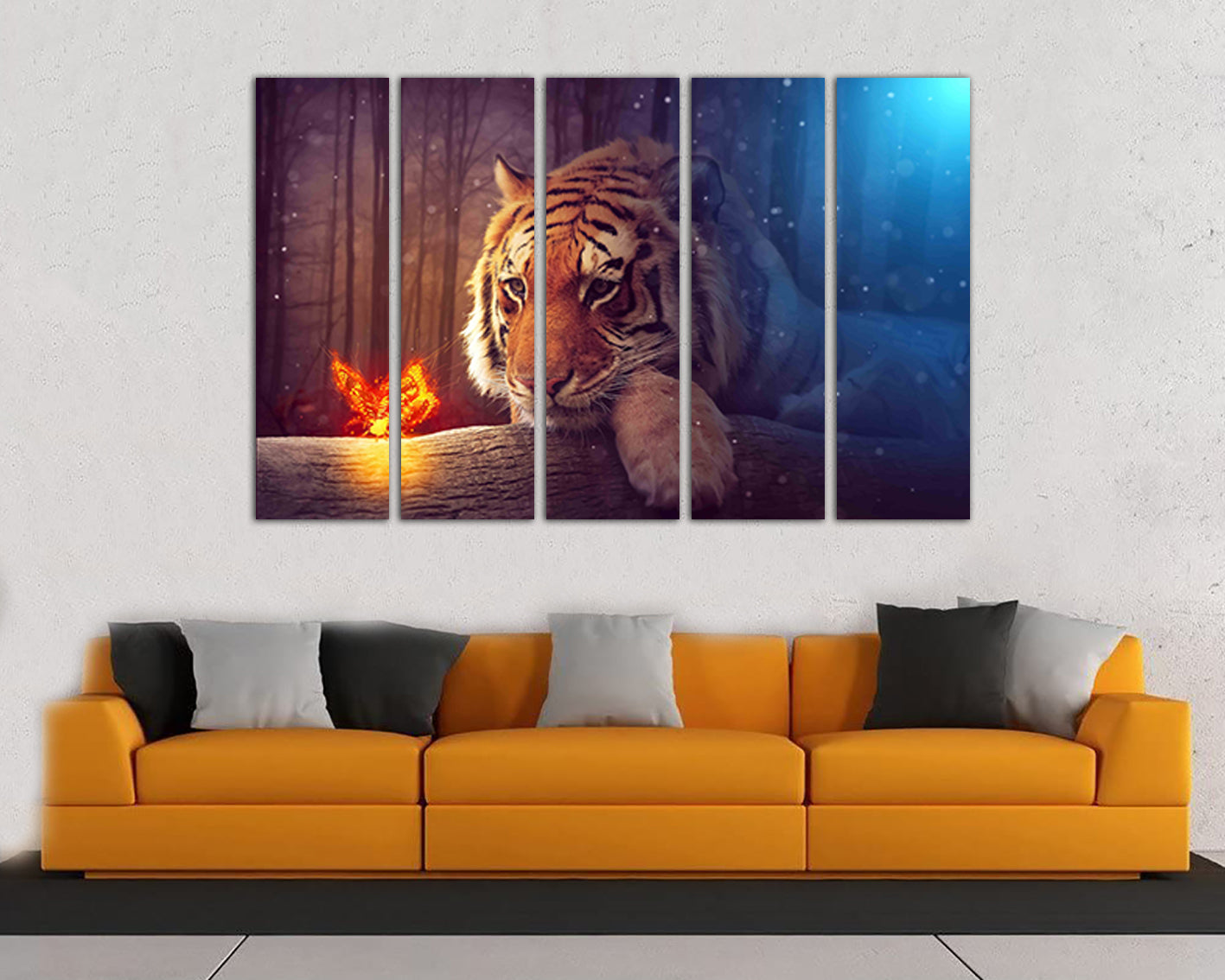 Tiger canvas Nursery decor Big cats fantasy print Magical art Fairy artwork Kids wall art art