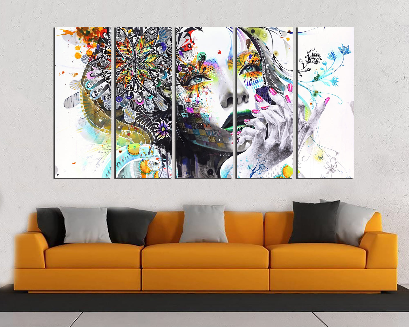 Painting face girl dreams painting print on canvas Abstraction art works