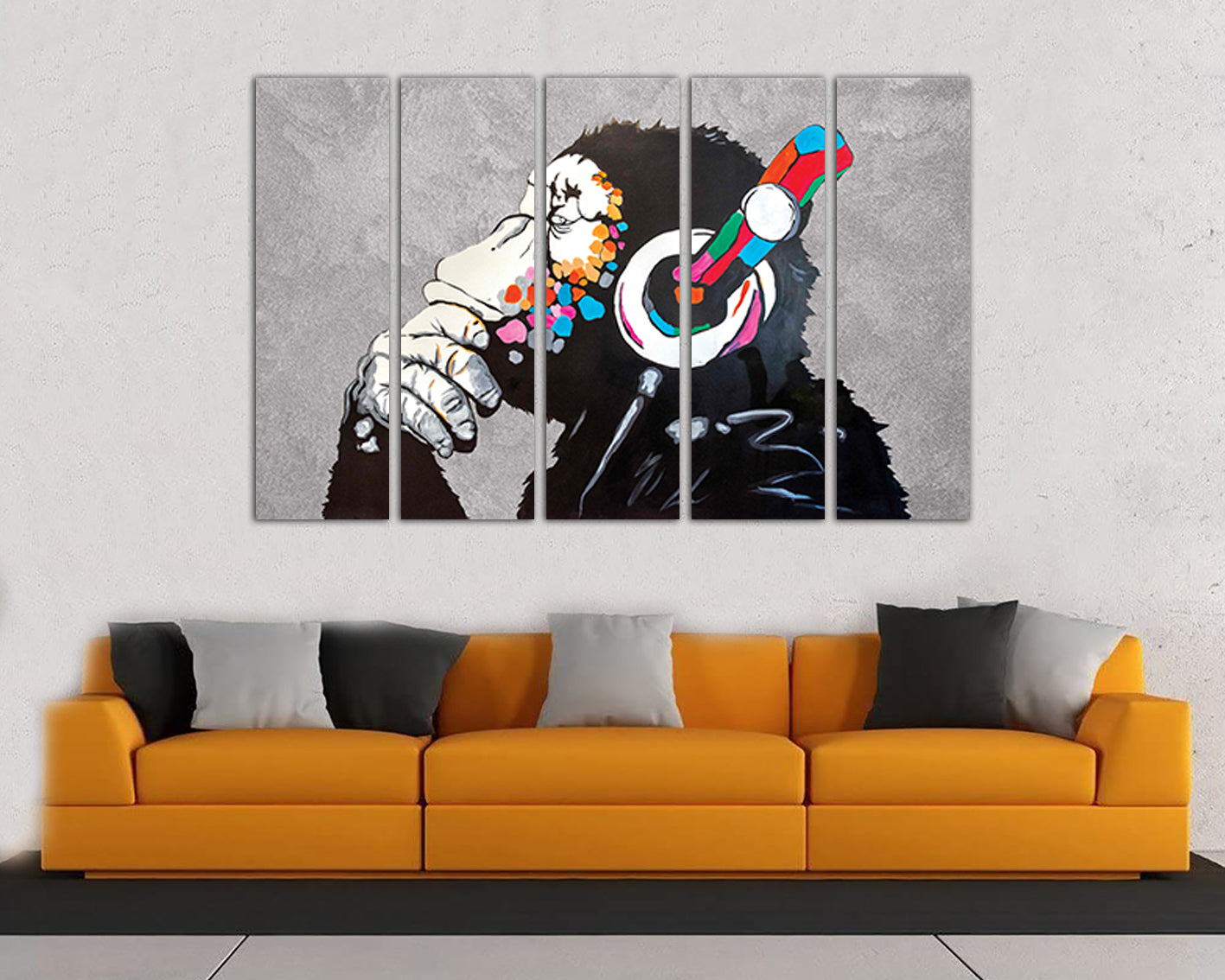 Dj Monkey canvas Music print art decor Graffiti artwork Ready to hang