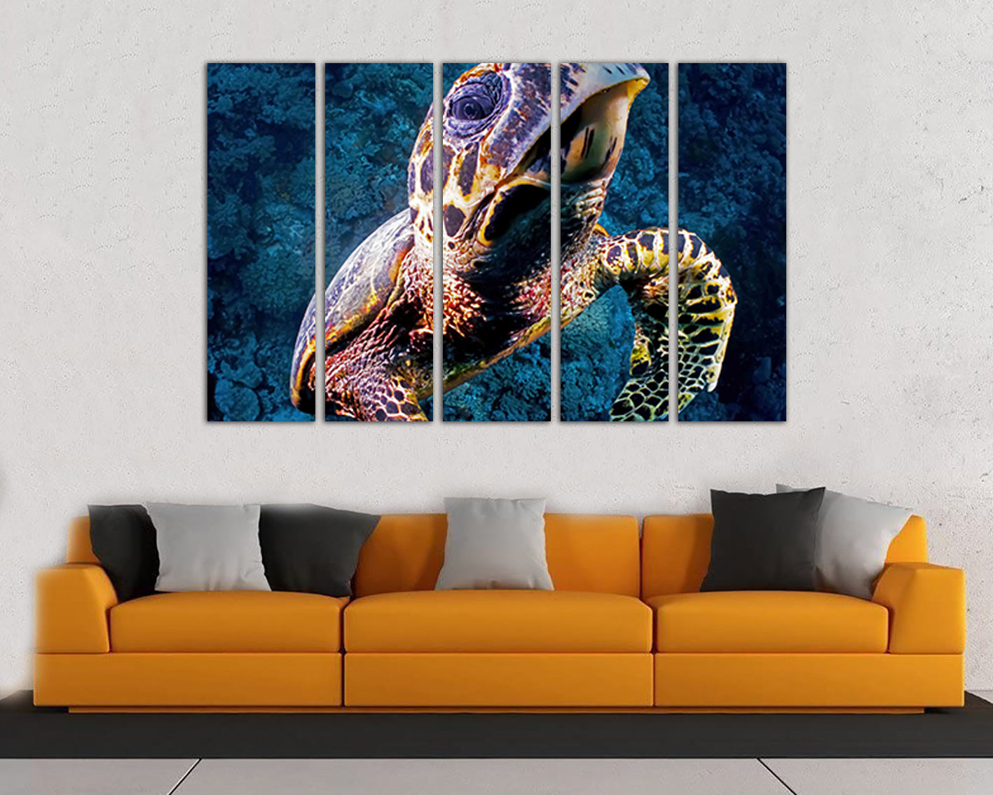 Turtle art print on canvas Sea turtle decor Ocean nature artwork