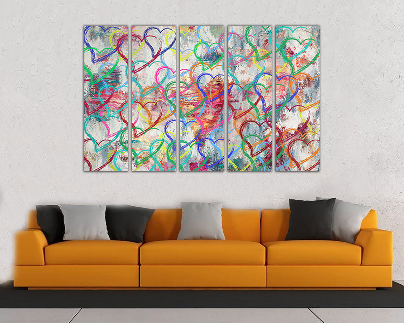 Heart canvas Graffiti print decor Love artwork Girl room art Gift for boyfriend