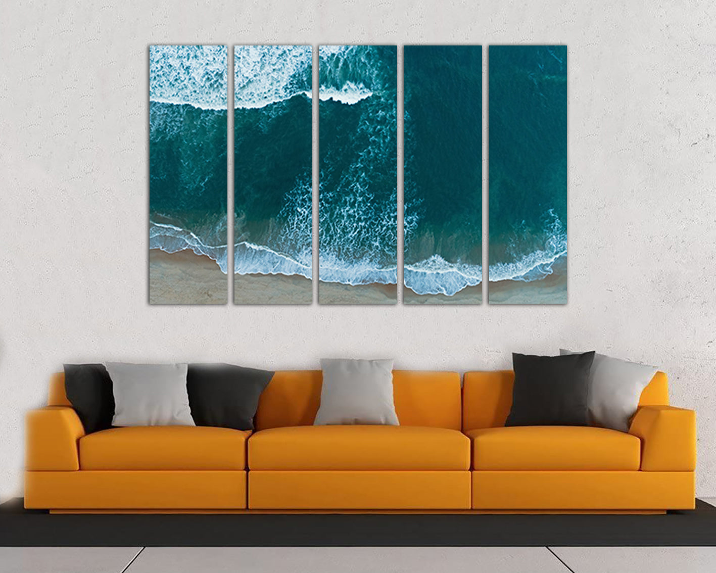 Ocean waves canvas set Water coast Landscape art Beaches nature decor