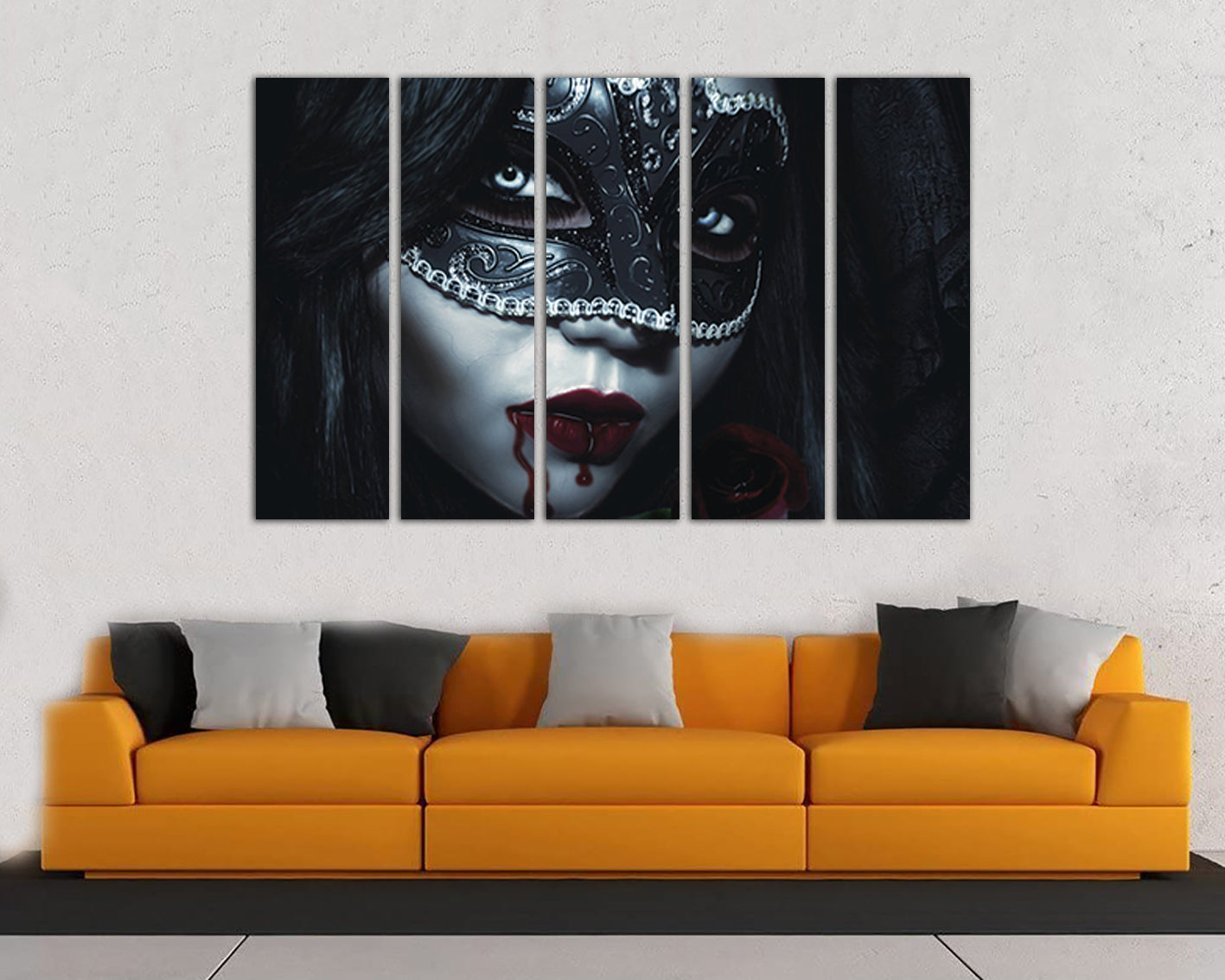 Vampire art works canvas Gothic decor Red lips print Magic mystic artwork