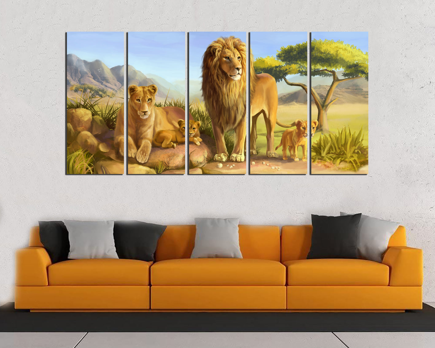 Lion canvas Nursery decor Kids wall decor Baby room print Lion family art