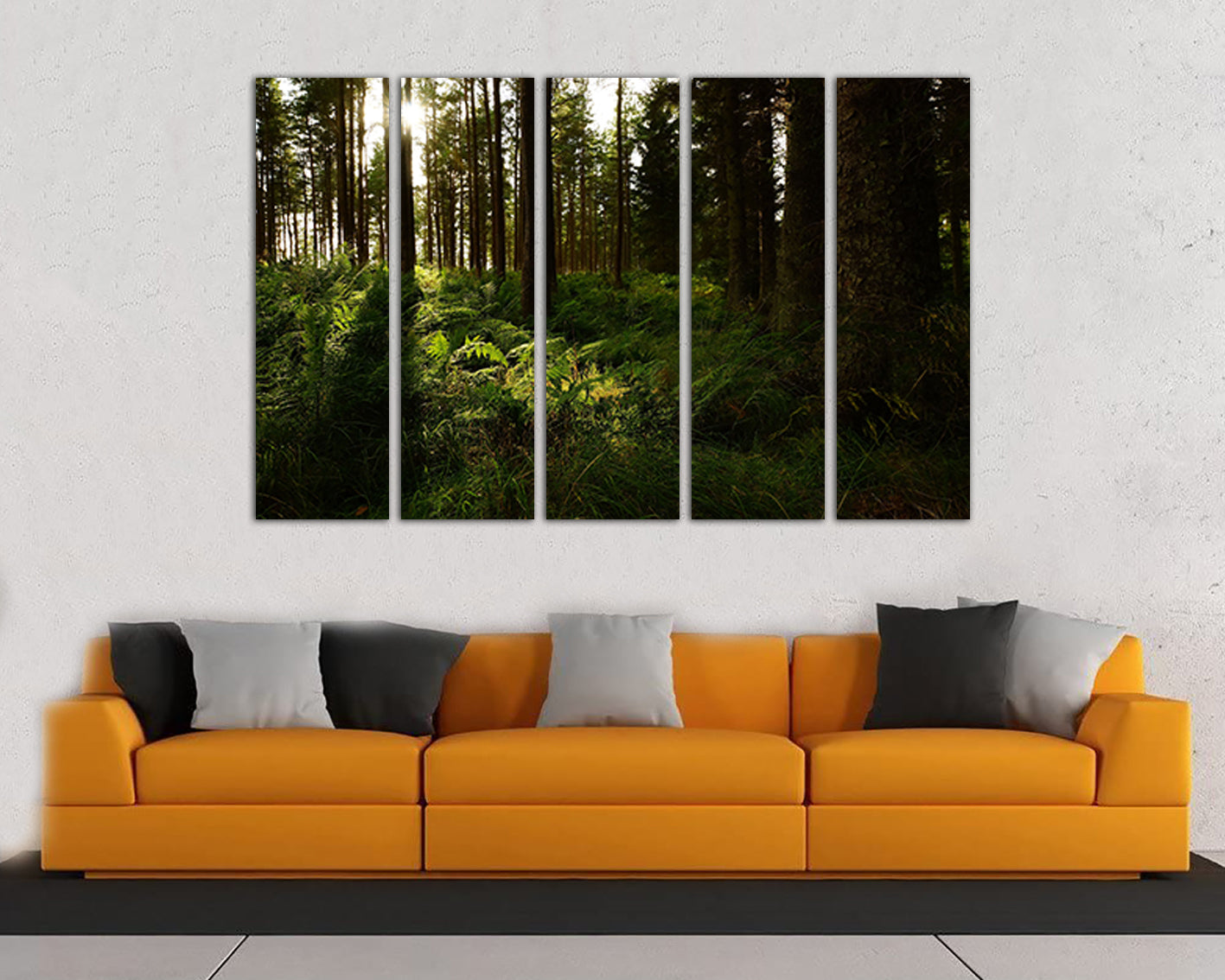 Forest canvas Trees wall print Nature art Fern leaf artwork