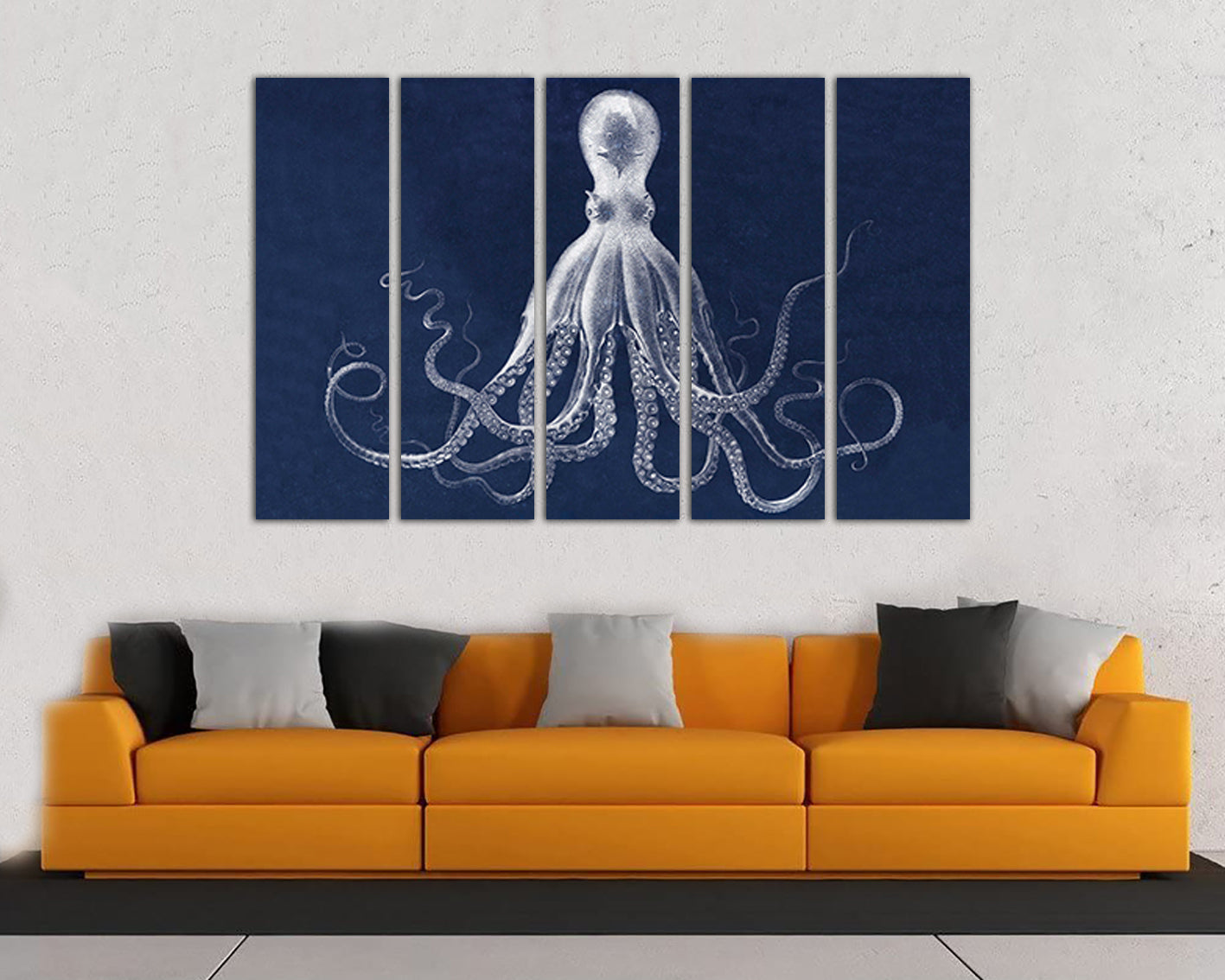 Print on canvas Octopus Lord bodner squid Octopus wall art Octopus triptych Octopus décor Marine life art Bodner octopus Navy nautical animal