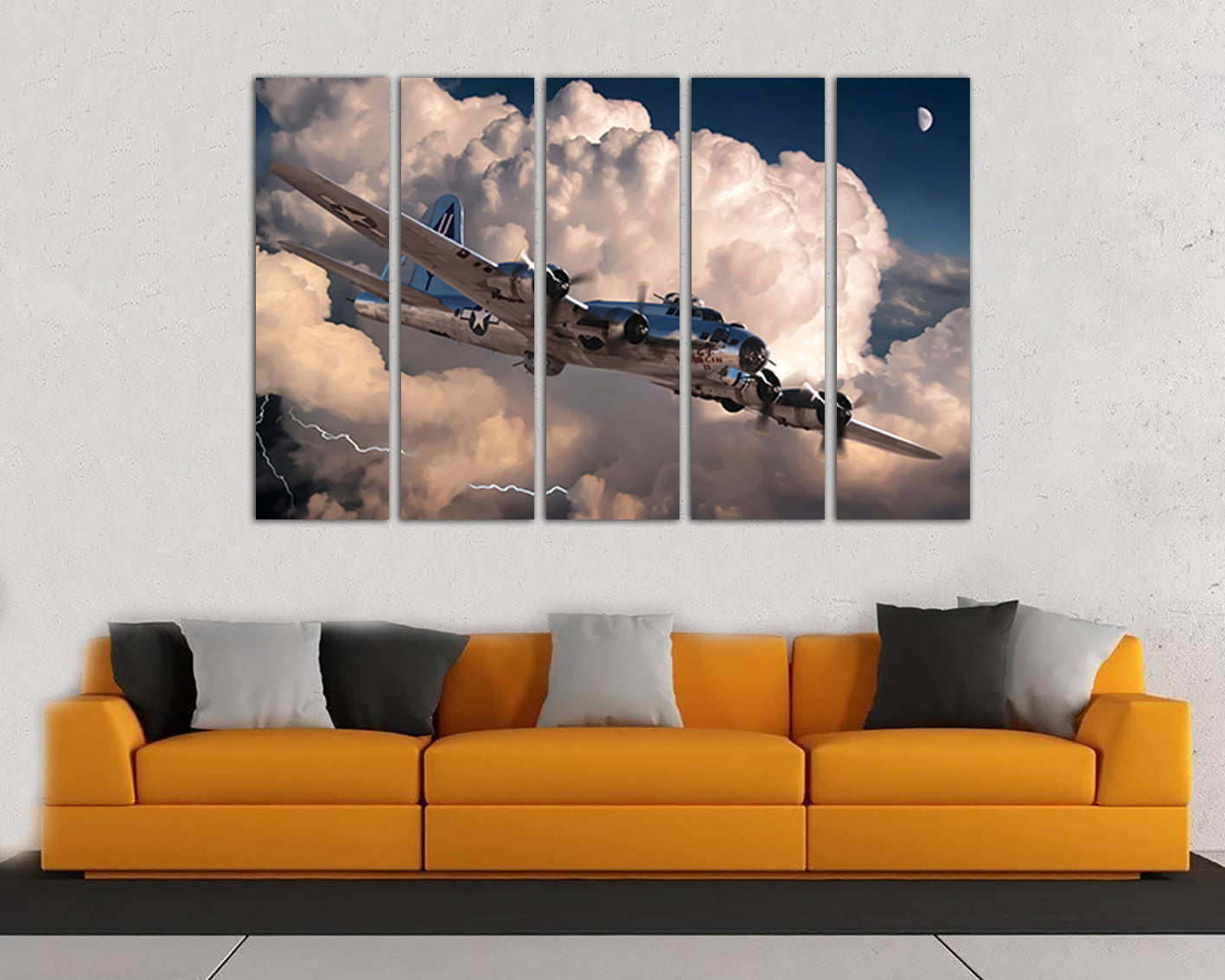 American Aviation print Military Aircraft canvas Airplane wall art Army decor Retro wwii World war plane mechanism