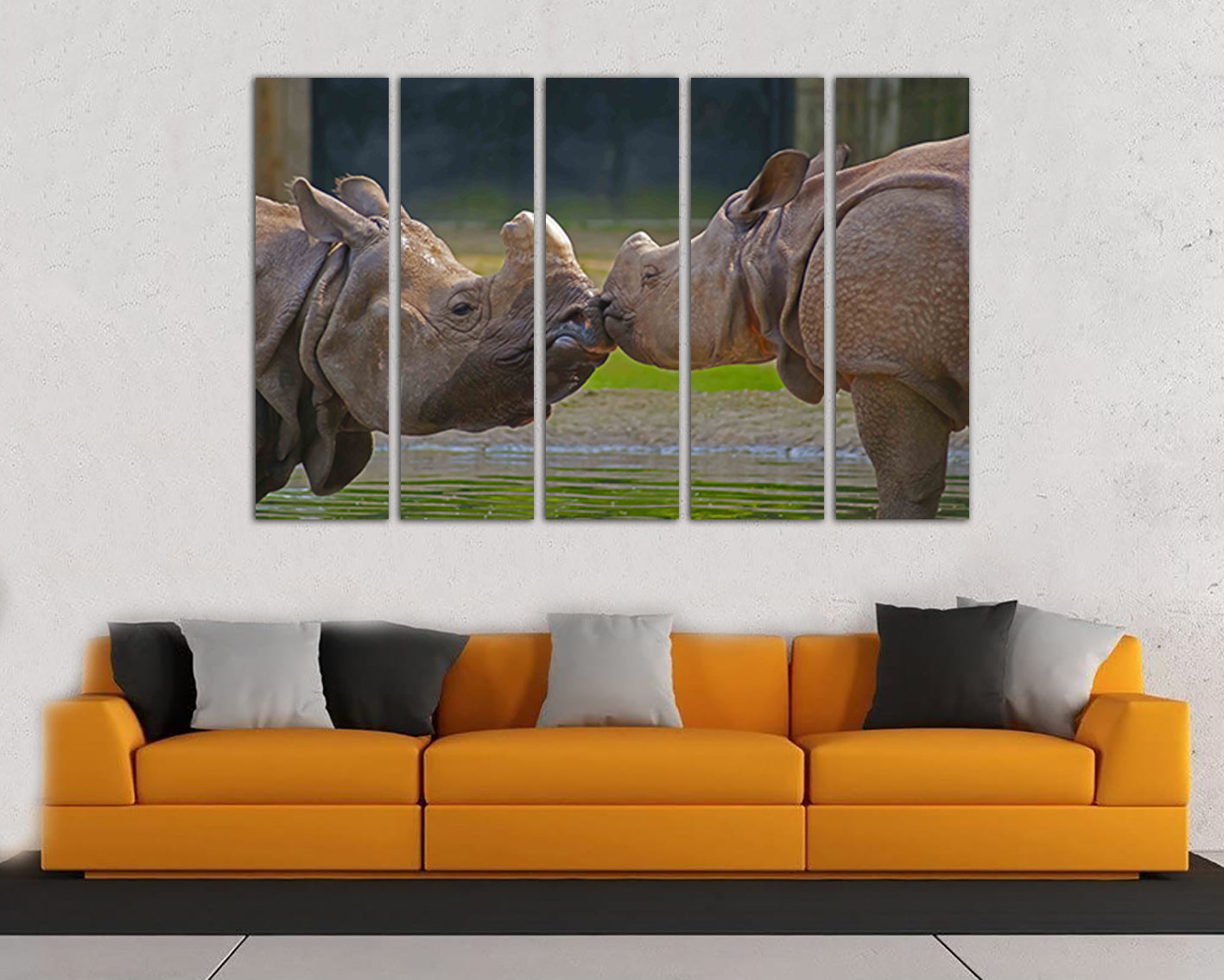 Rhinoceros print on canvas Rhino wall art Animals decor Safari photo Nursery gift