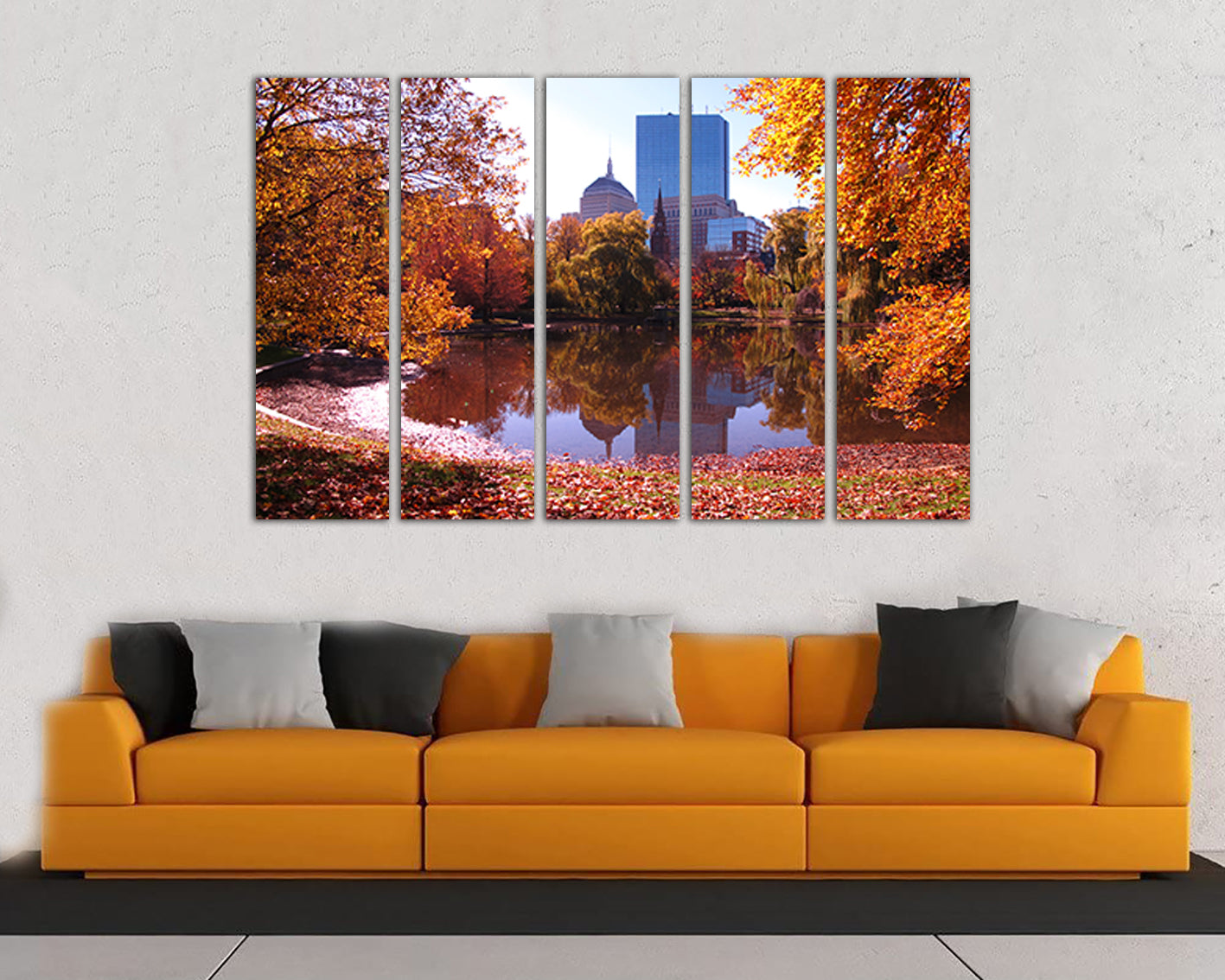 Autumn in city Boston Common Central public park canvas Massachusetts art travel decor