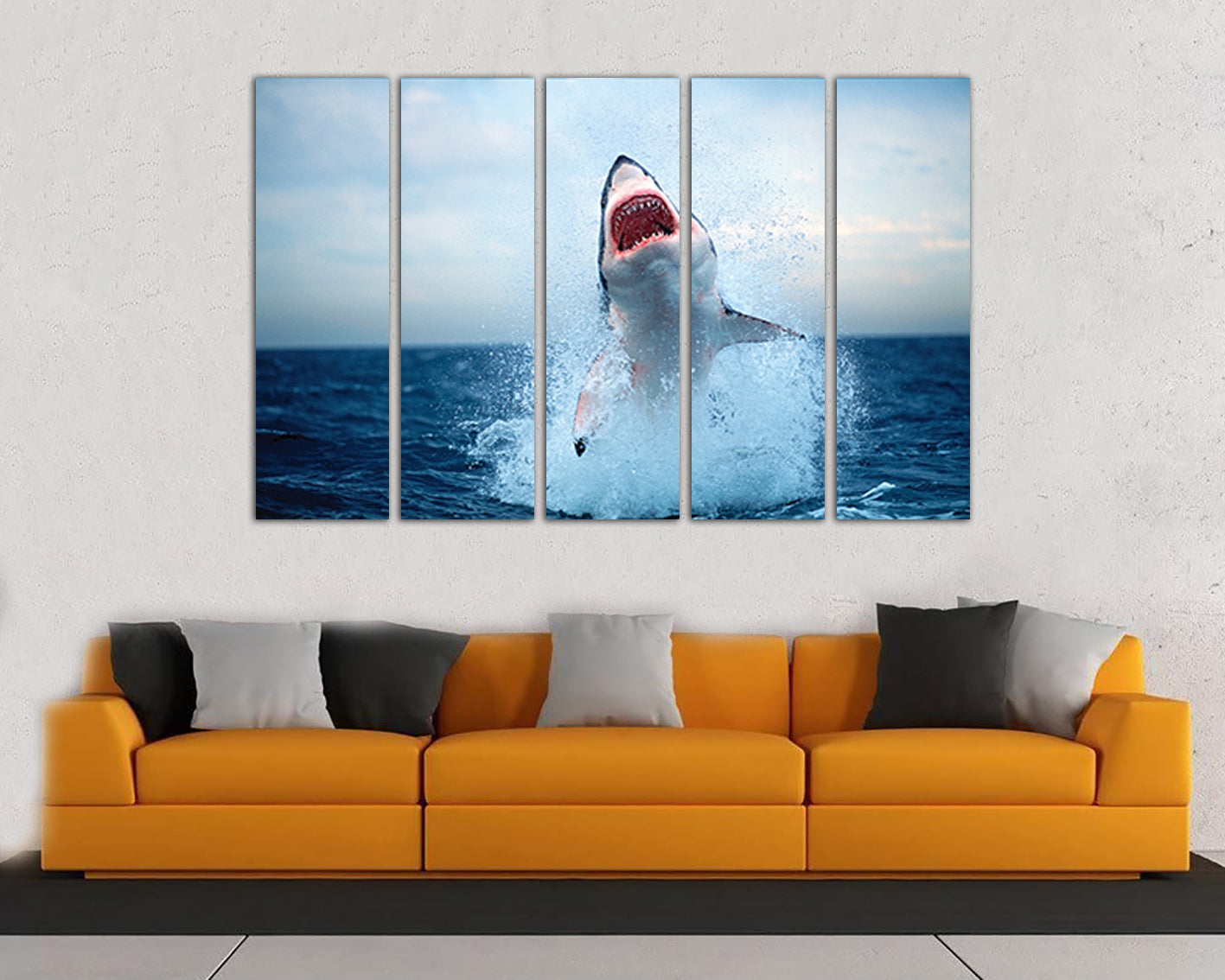 Wall canvas set Great white Shark canvas Animals decor Nautical art Marine life