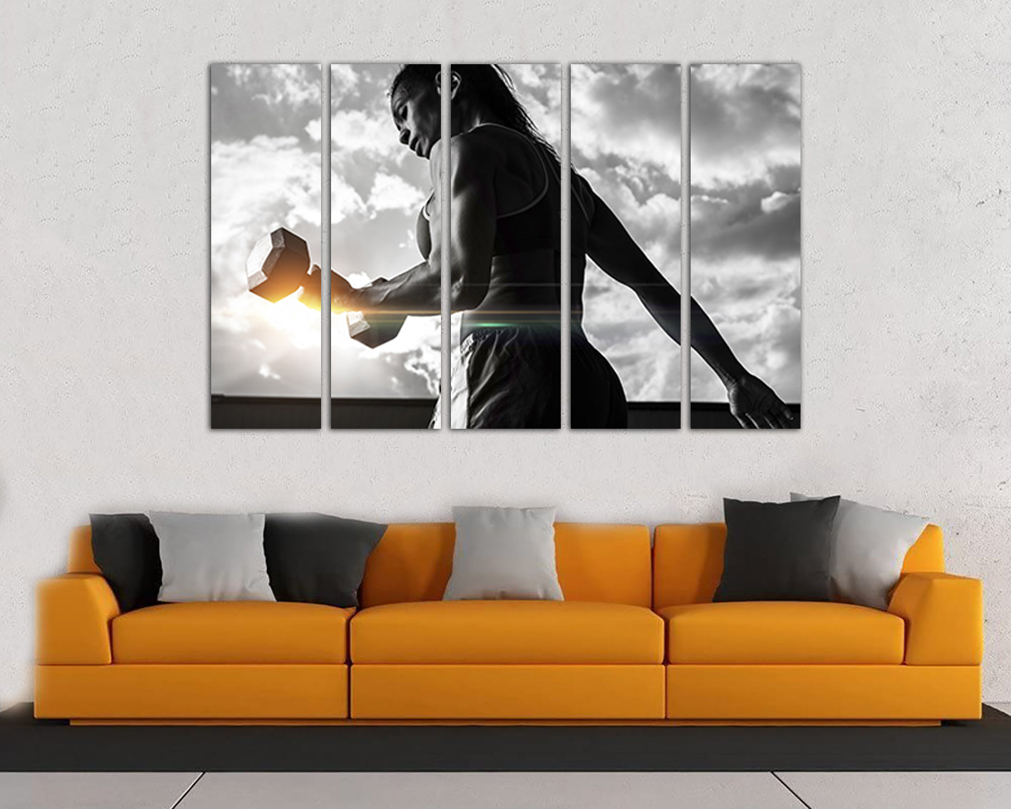 Fitness canvas Sports décor Gym print Dumbbells Workout Boy gift ready to hang